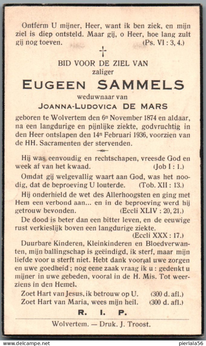 Bidprentje Wolvertem - Sammels Eugeen (1874-1936) - Devotieprenten