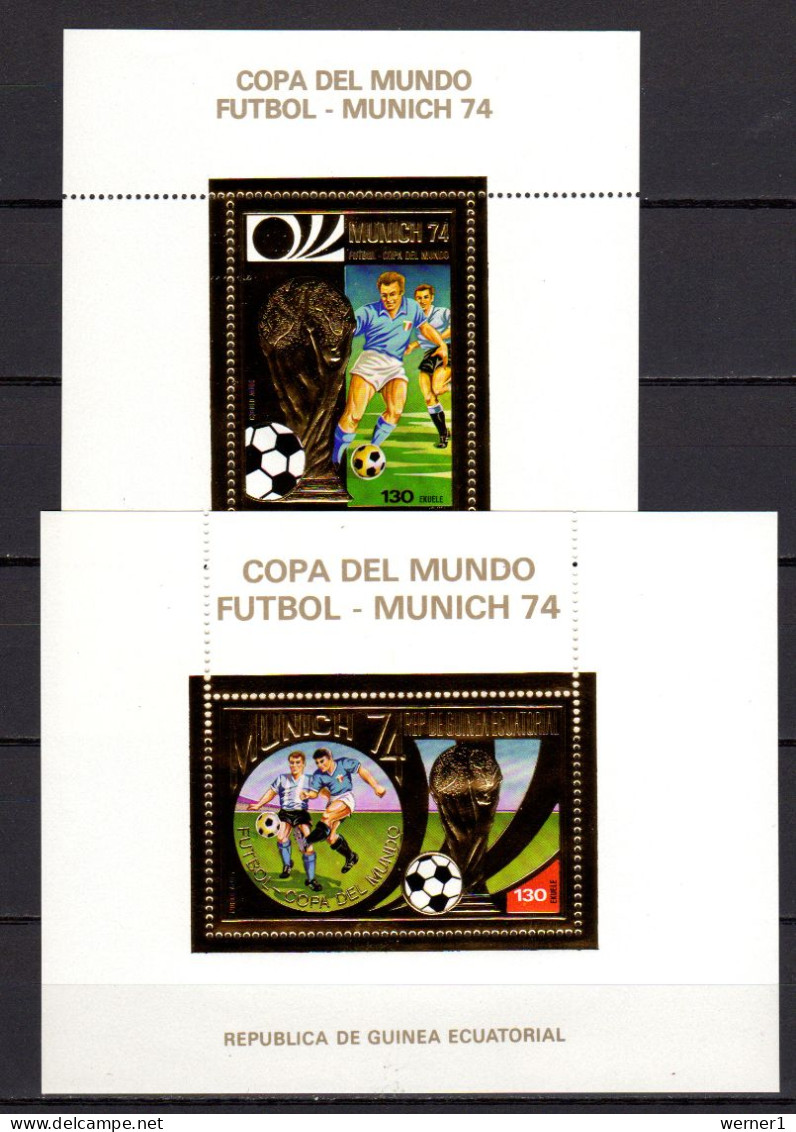 Equatorial Guinea 1973 Football Soccer World Cup Set Of 2 Gold S/s MNH - 1974 – Germania Ovest