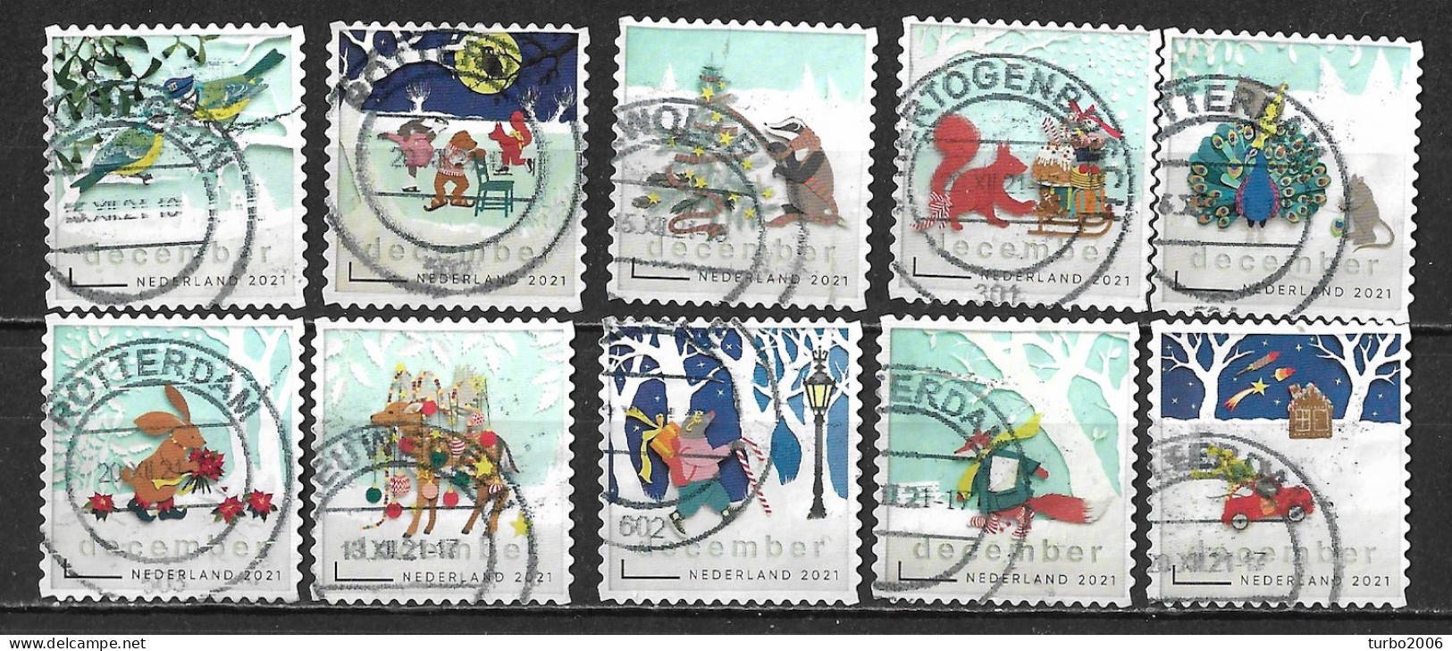 2021 Decemberzegels Complete Gestempelde Serie Uit Het Velletje - Used Stamps