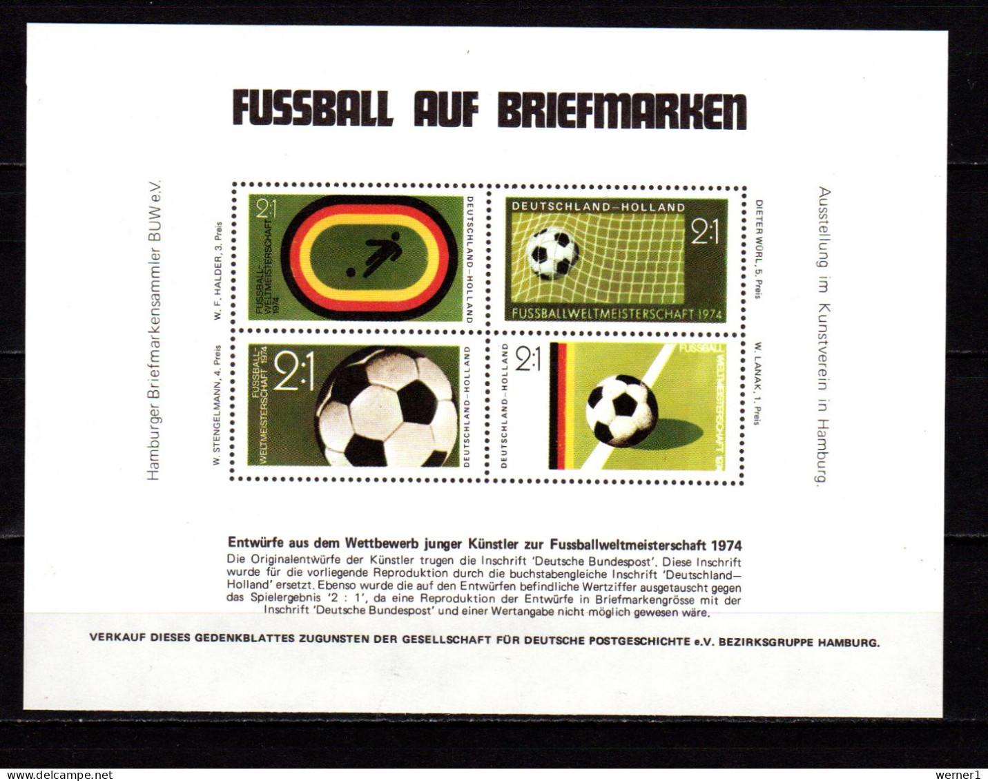 Germany 1974 Football Soccer World Cup Vignette MNH - 1974 – Allemagne Fédérale