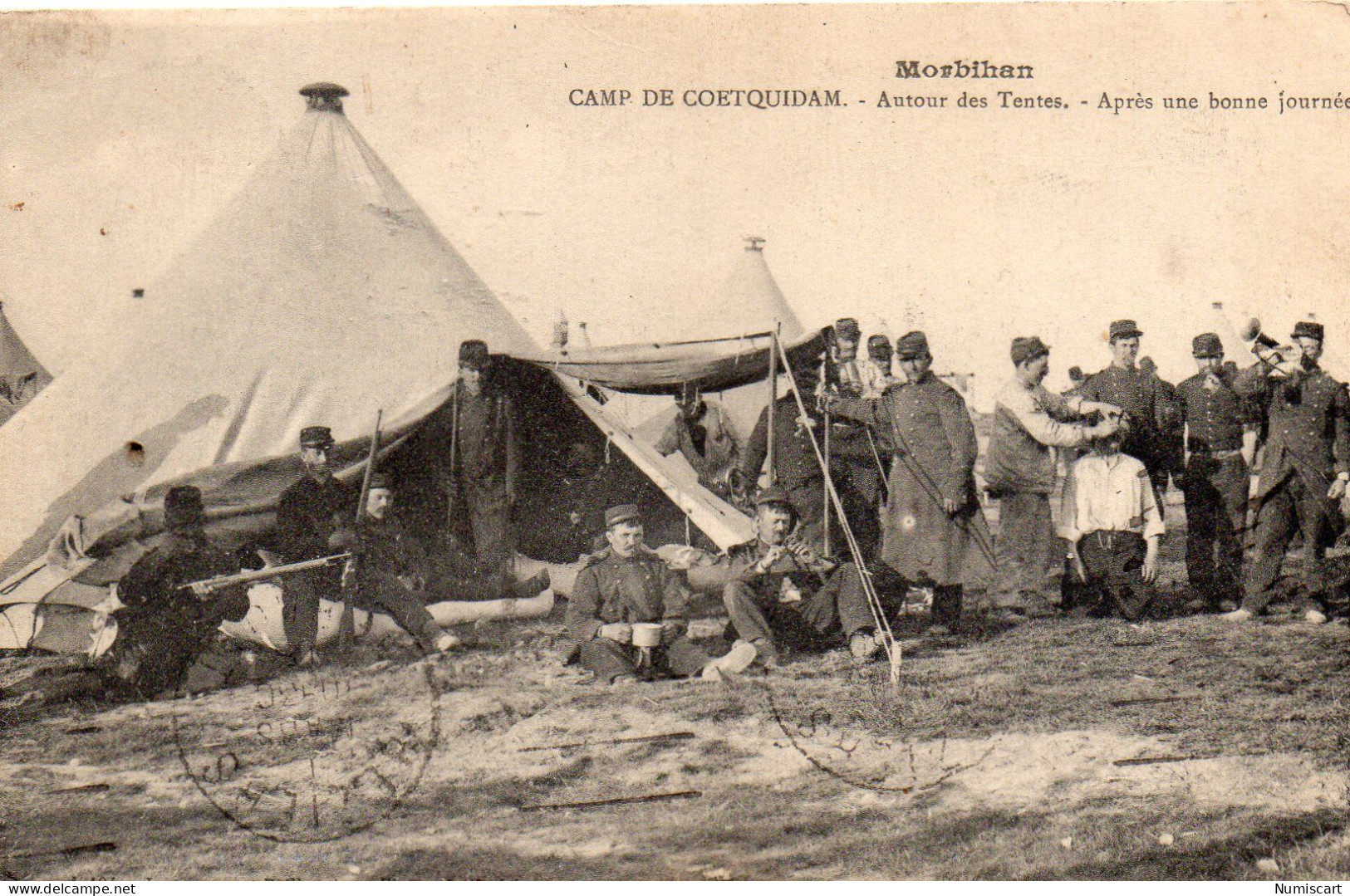 Camp De Coëtquidan Animée Tentes Militaires Soldats Militaria - Guer Cötquidan