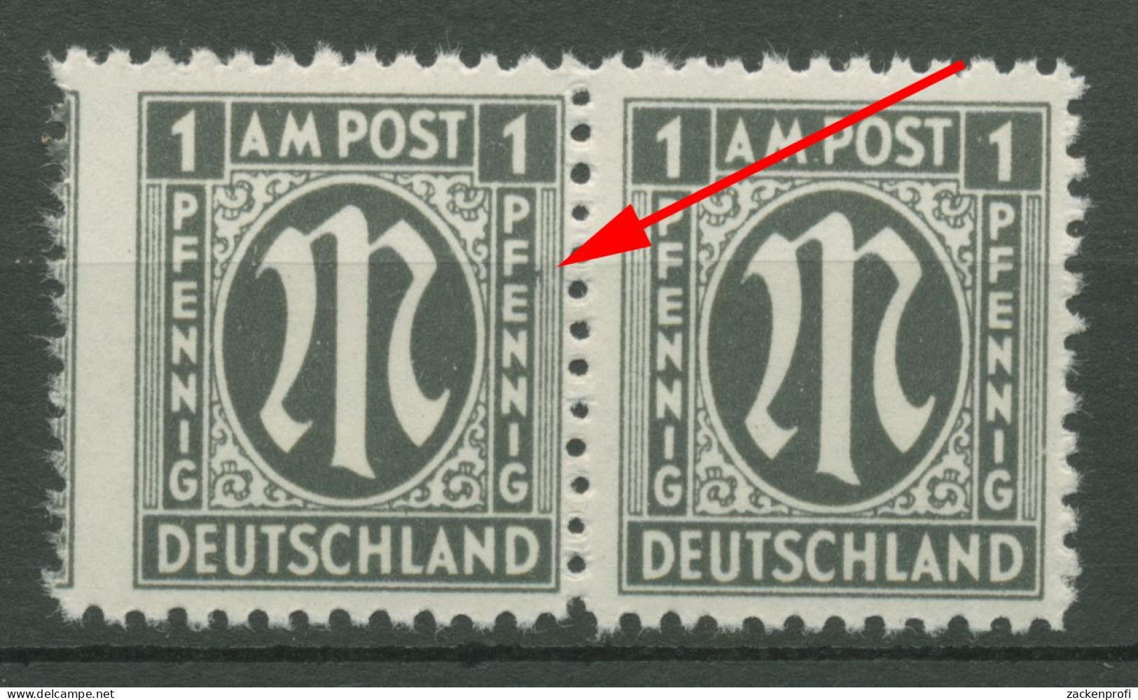 Bizone 1945 AM POST Dt. Druck Mit Plattenfehler 16 Bz F 15 A Postfrisch (R7715) - Mint