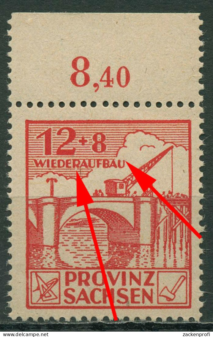 SBZ Provinz Sachsen 1946 Wiederaufbau Mit Plattenfehler 88 A VII Postfrisch - Andere & Zonder Classificatie