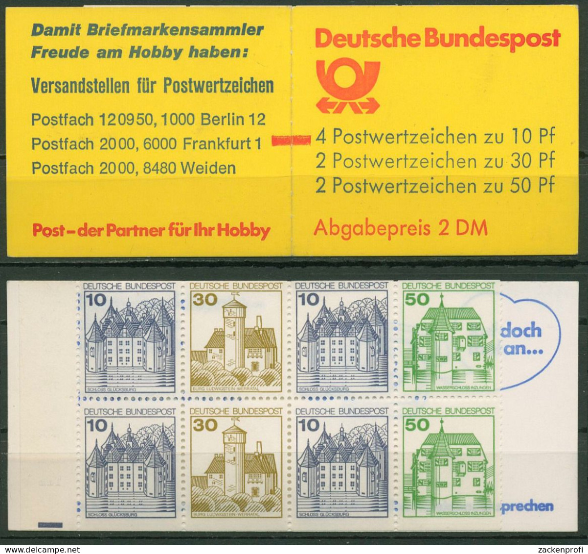 Bund 1980 Burgen & Schlösser Markenheftchen Zählbalken MH 22 I S MZ Postfrisch - Autres & Non Classés