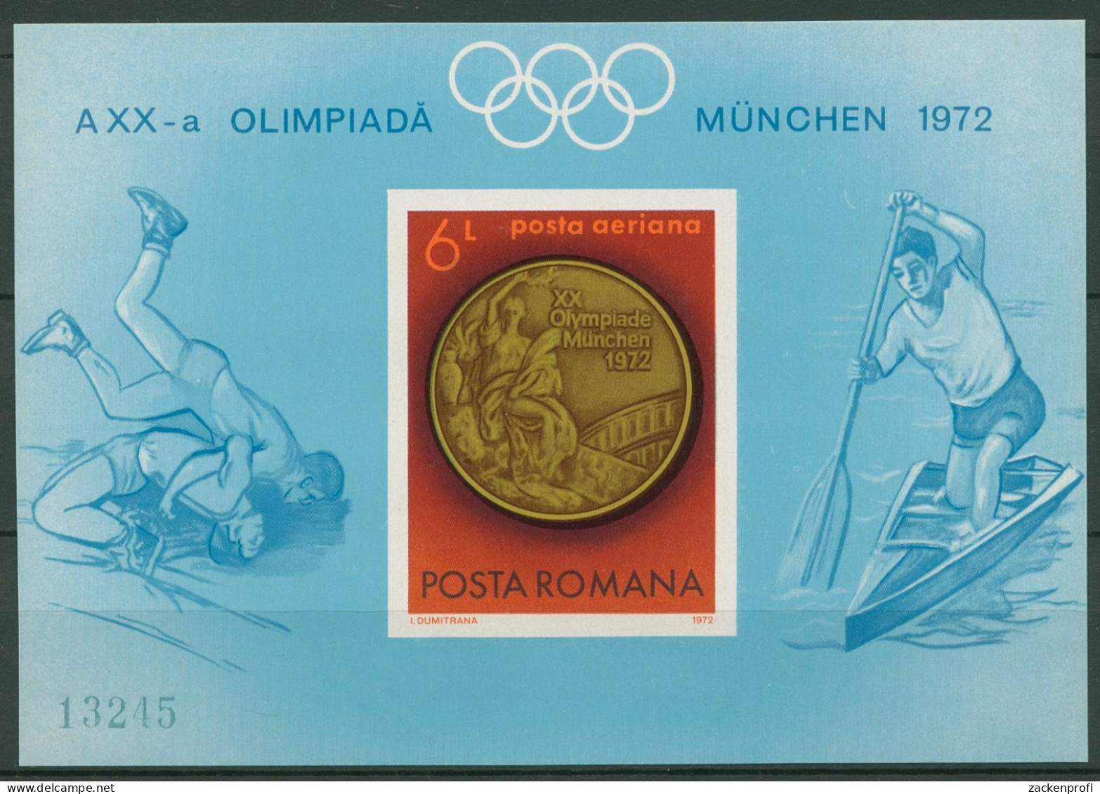 Rumänien 1972 Olympische Sommerspiele Goldmedaille Block 101 Postfrisch (C92089) - Blokken & Velletjes