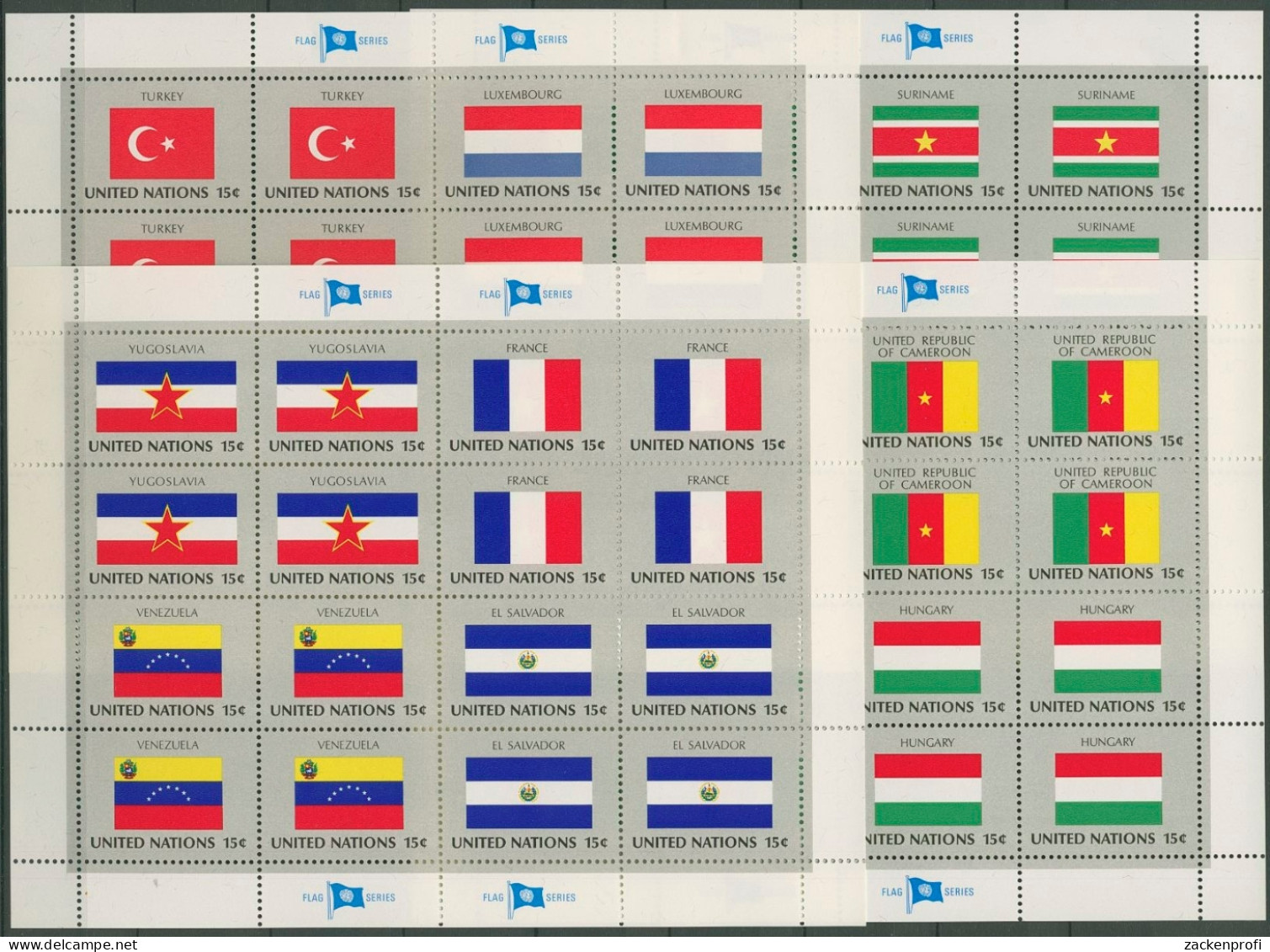 UNO New York 1980 Flaggen Der UNO-Länder 348/63 ZD-Bogen Postfrisch (C13718) - VN