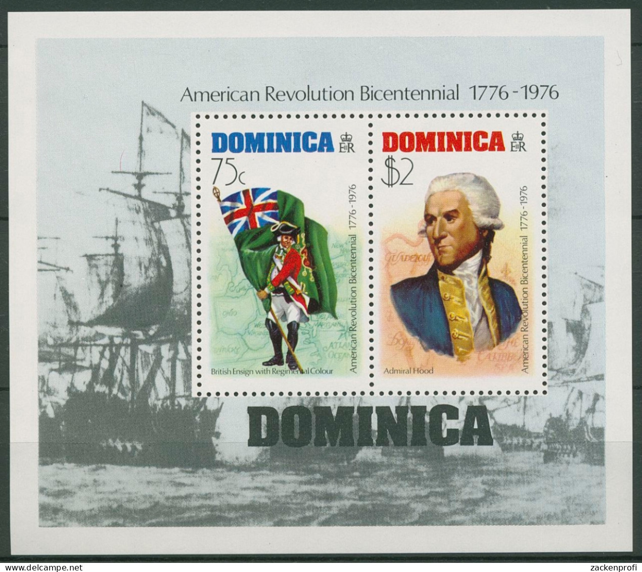 Dominica 1976 Unabhängigkeit Amerikas Block 35 Postfrisch (C93953) - Dominica (1978-...)