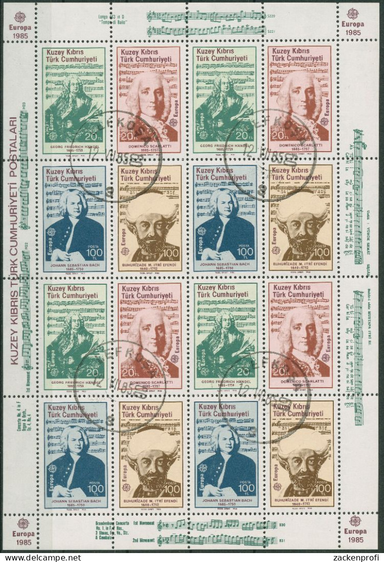 Türkisch-Zypern 1985 CEPT Musik Bach Händel 166/69 ZD-Bogen Gestempelt (C90357) - Used Stamps