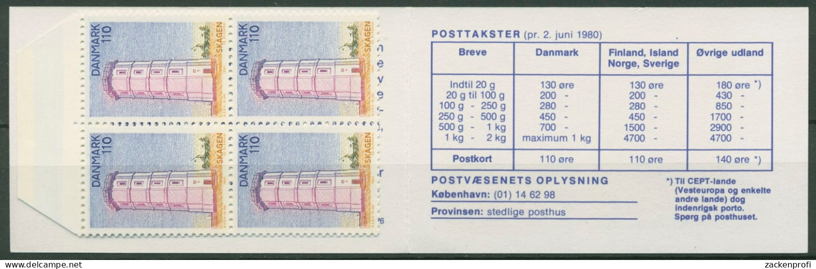 Dänemark 1980 Jütland Leuchtturm Skagen Markenheftchen 705 MH Postfr. (C93014) - Carnets