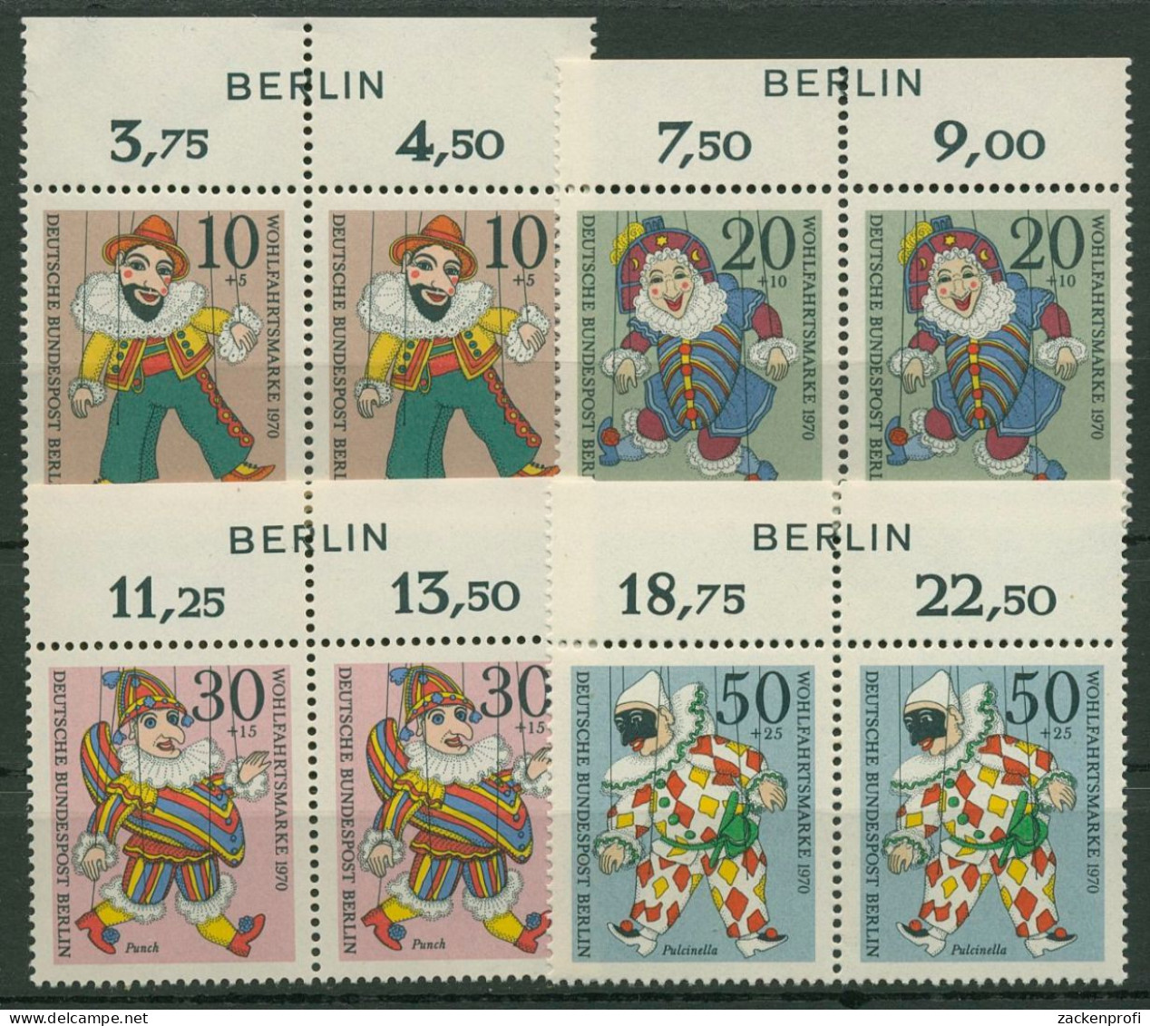 Berlin 1970 Marionetten Oberrand Mit Inschrift Berlin 373/76 Postfrisch - Ungebraucht