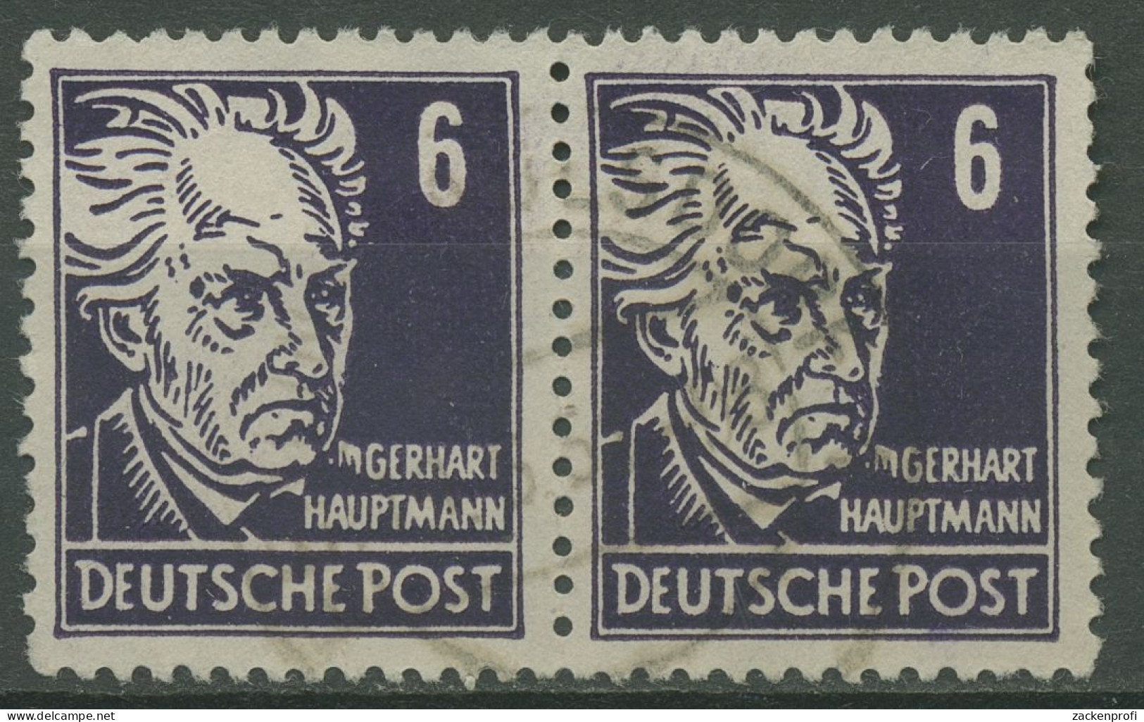 SBZ Allgemeine Ausgabe 1948 G. Hauptmann 213 A Paar Gestempelt Geprüft - Autres & Non Classés