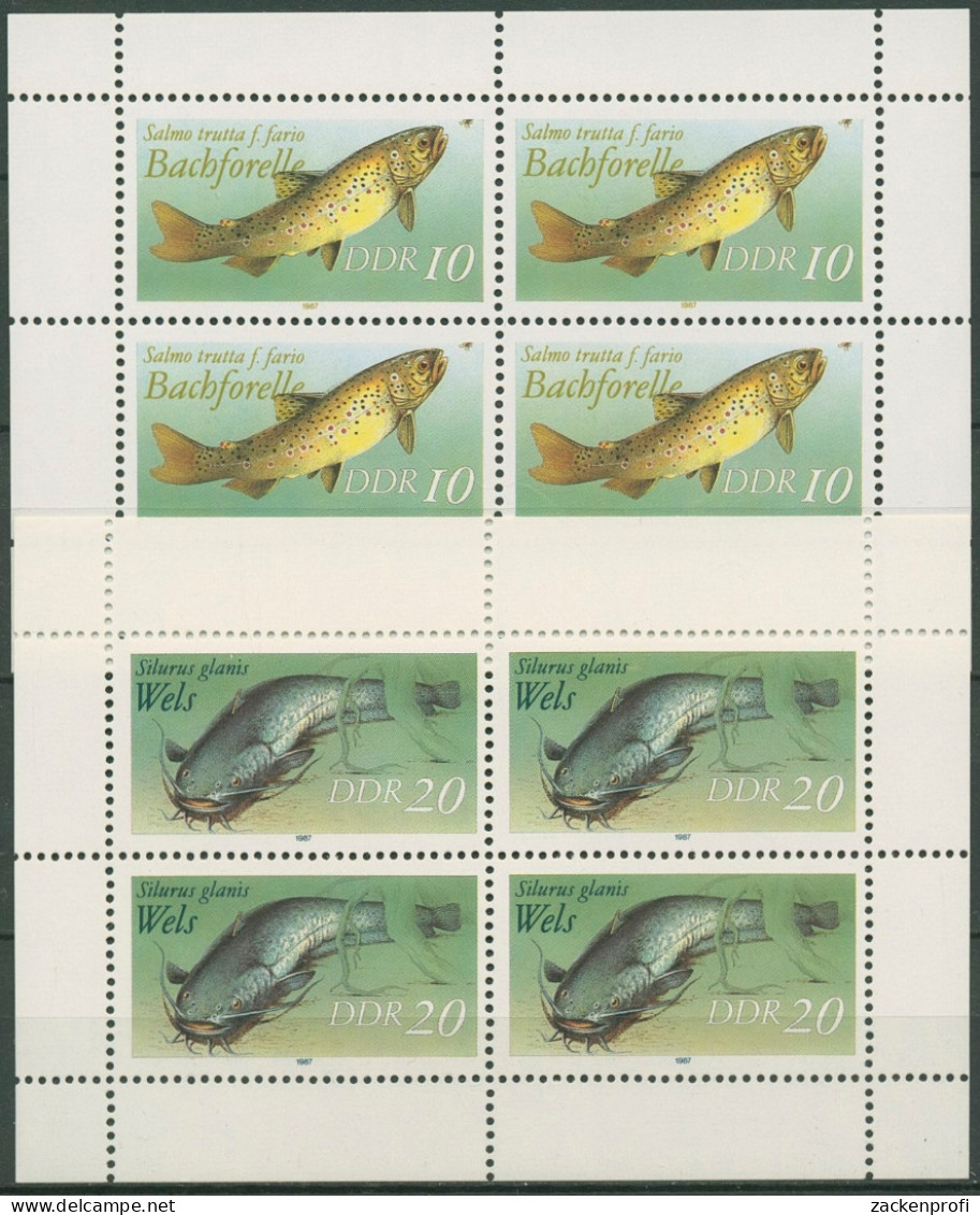 DDR 1987 Tiere Fische Forelle Wels Kleinbogen 3096/97 K Postfrisch (C97044) - Altri & Non Classificati