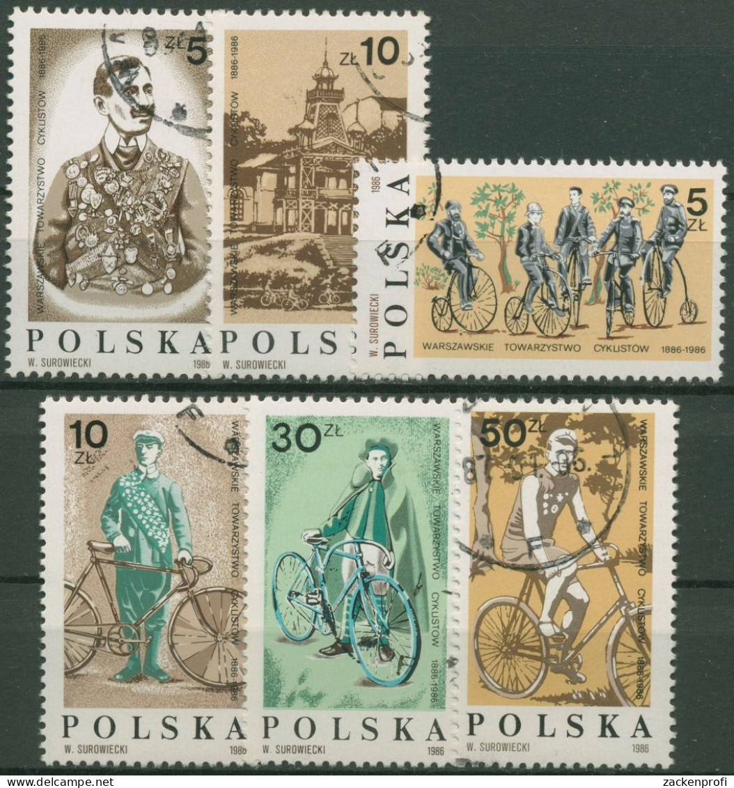 Polen 1986 Radsport Warschauer Radfahrerverein 3069/74 Gestempelt - Oblitérés