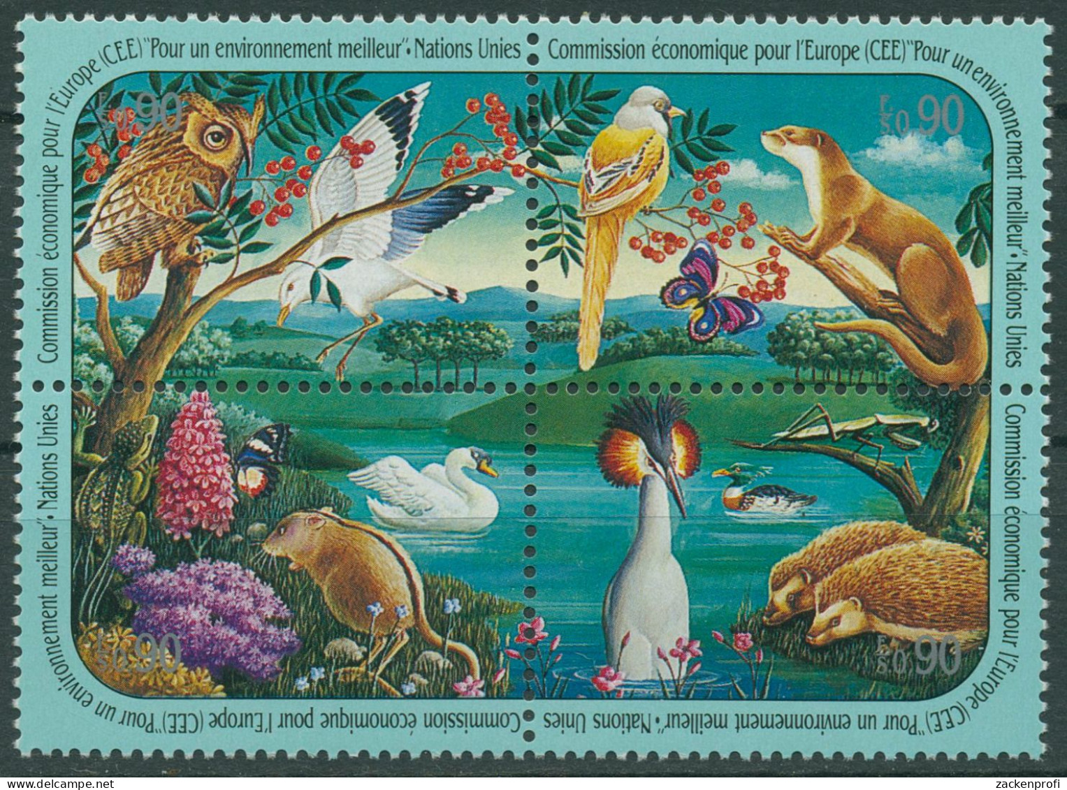UNO Genf 1991 Wirtschaftskommission Umweltschutz See Tiere 194/97 ZD Postfrisch - Unused Stamps