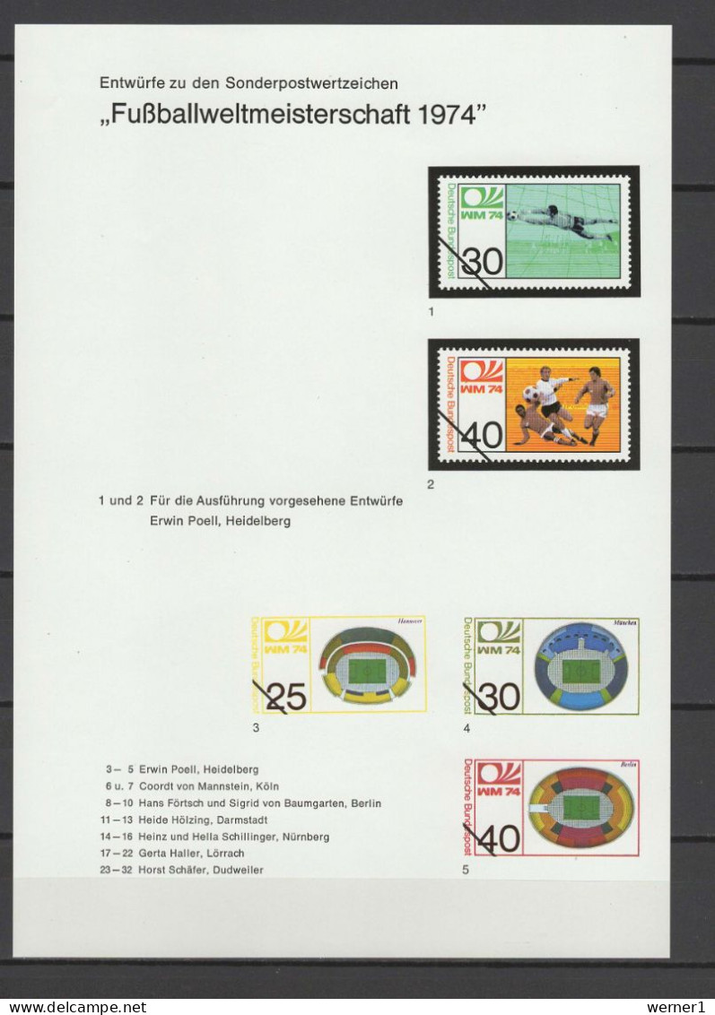 Germany 1974 Football Soccer World Cup Vignette With Designs Of Unrealized Soccer Stamps MNH - 1974 – Alemania Occidental