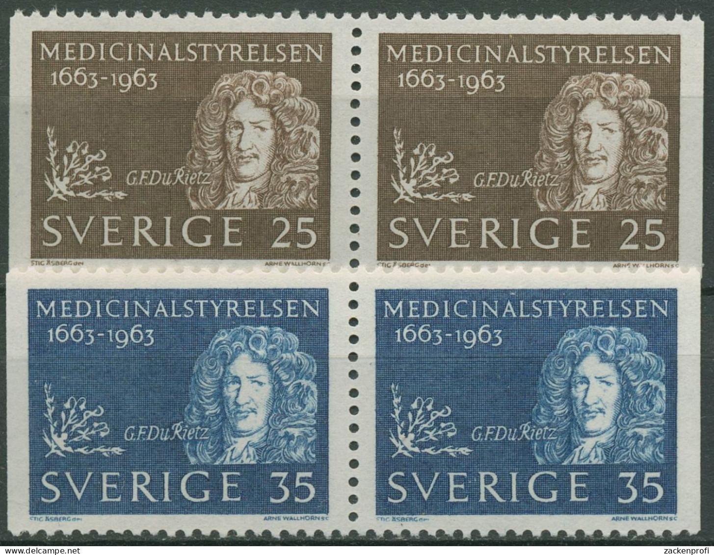 Schweden 1963 Reichsgesundheitsamt G.F. Du Rietz 508/09 Dl/Dr Paare Postfrisch - Unused Stamps