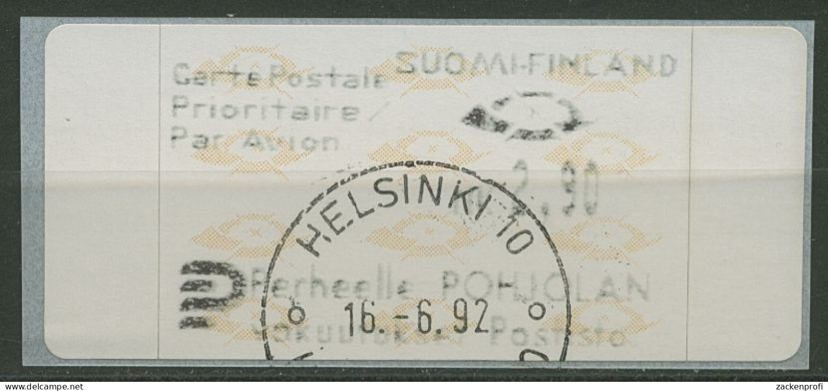 Finnland Automatenmarken 1992 Posthörner Einzelwert ATM 12.3 Z3 Gestempelt - Automaatzegels [ATM]