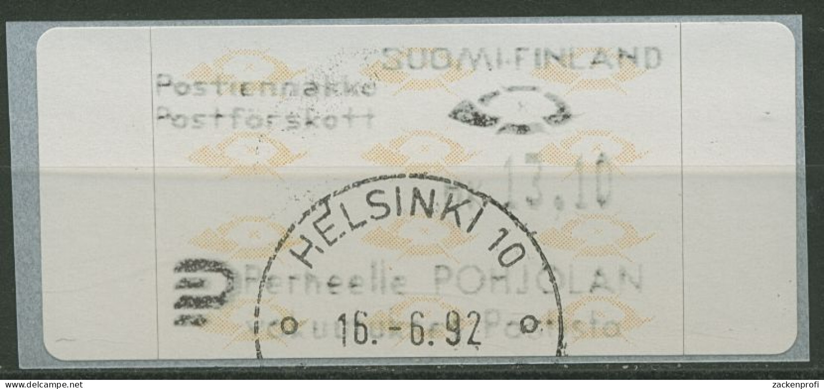 Finnland Automatenmarken 1992 Posthörner Einzelwert ATM 12.3 Z5 Gestempelt - Automaatzegels [ATM]