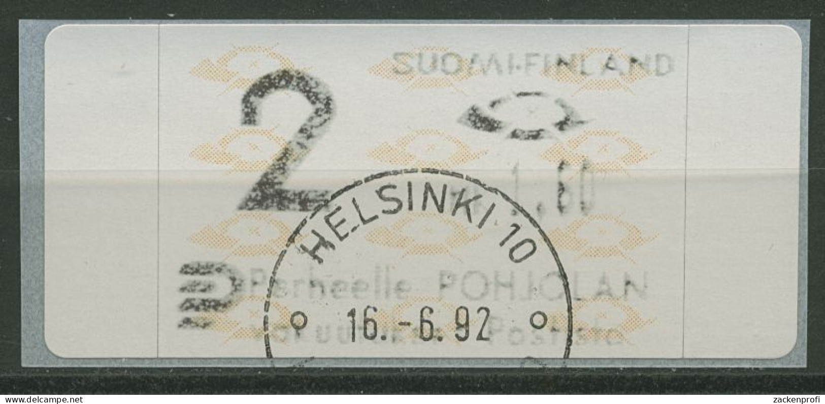 Finnland Automatenmarken 1992 Posthörner Einzelwert ATM 12.3 Z2 Gestempelt - Automaatzegels [ATM]