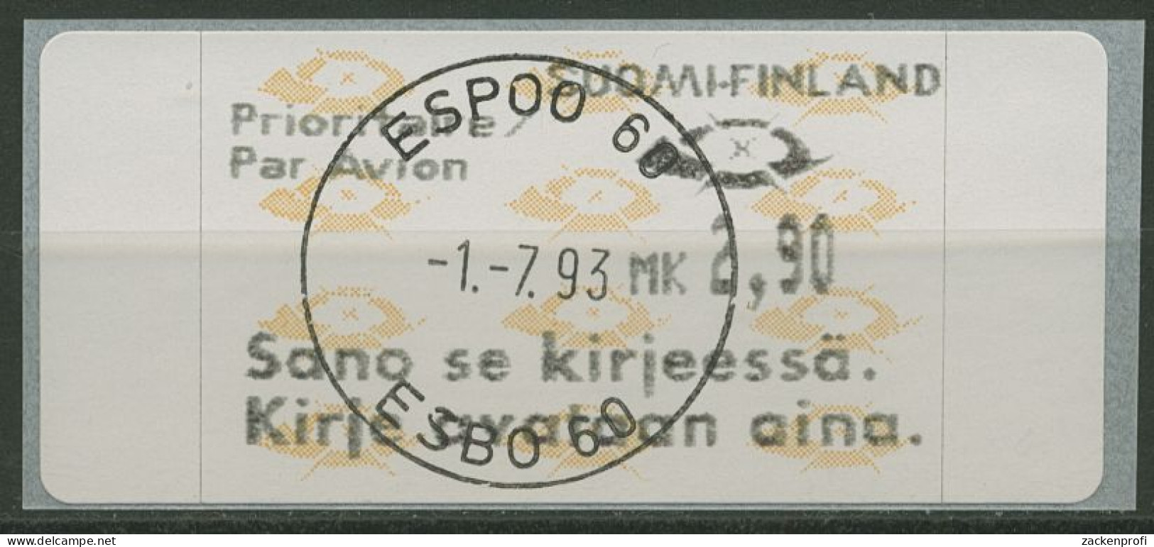 Finnland ATM 1993 Posthörner Einzelwert ATM 12.6 Z6 Gestempelt - Vignette [ATM]