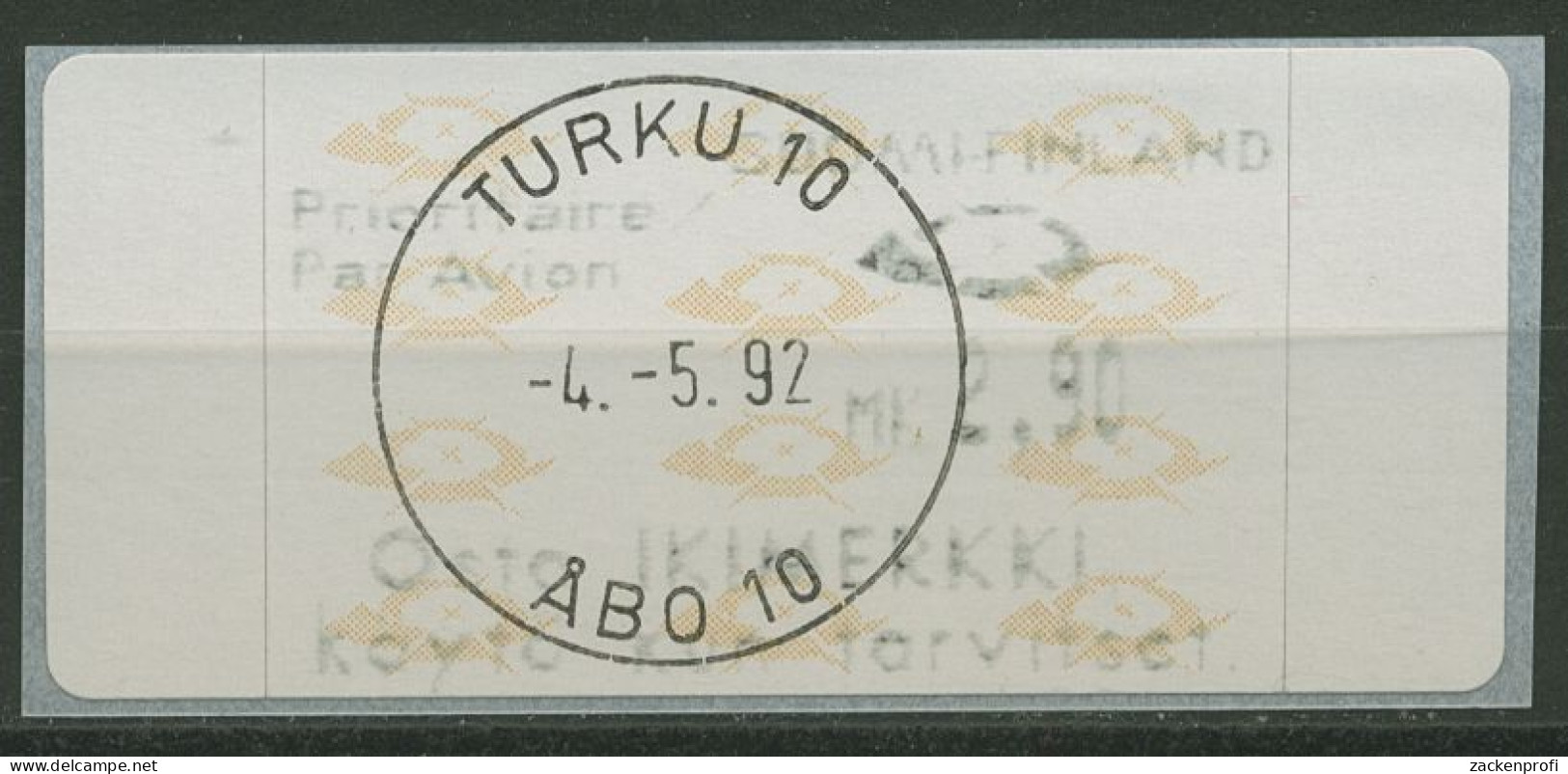 Finnland ATM 1992 Posthörner Einzelwert ATM 12.4 Z6 Gestempelt - Automaatzegels [ATM]