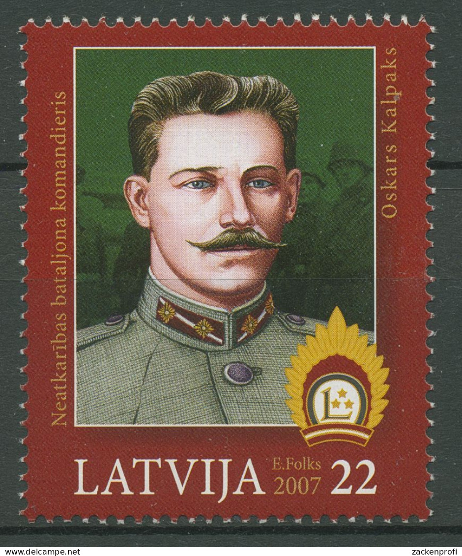 Lettland 2007 Armee Oberbefehlshaber Oskars Kalpaks 691 Postfrisch - Lettonie