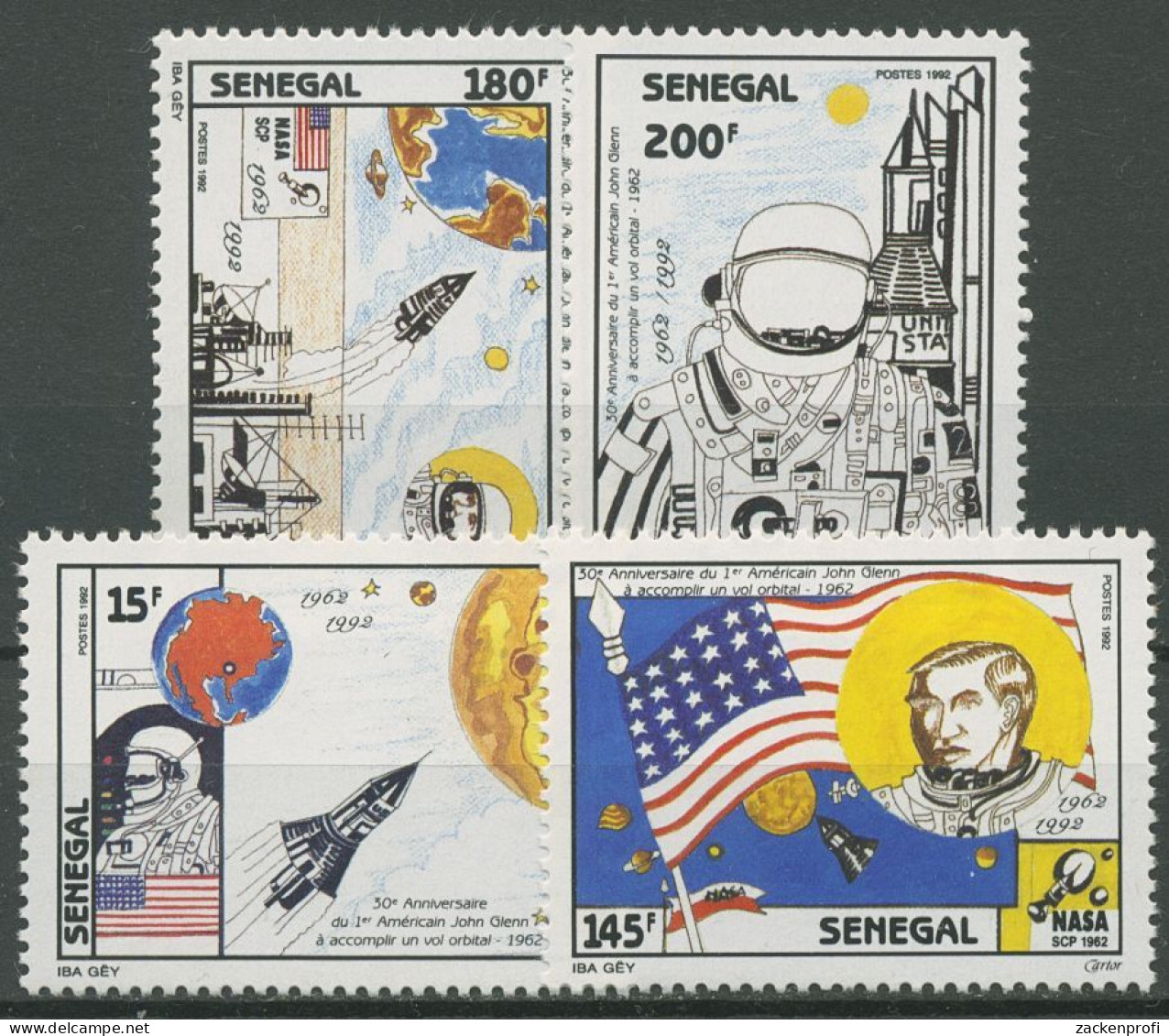 Senegal 1992 30 Jahre Erster Bemannter Weltrumflug Der USA 1039/42 Postfrisch - Sénégal (1960-...)