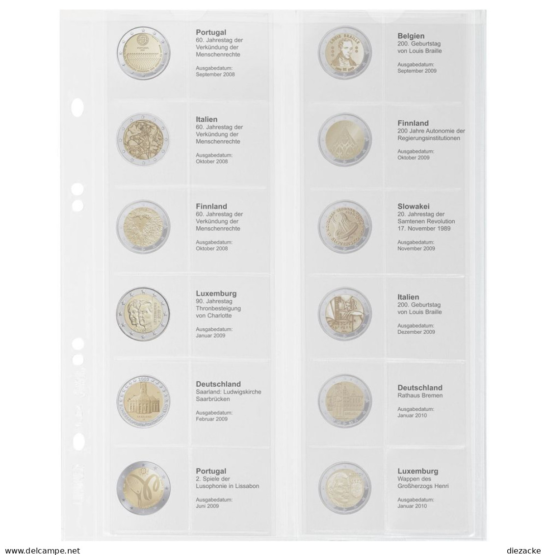 Lindner Vordruckblatt Publica M Für 2 Euro-Gedenkmünzen MU2E4 Neu - Materiaal