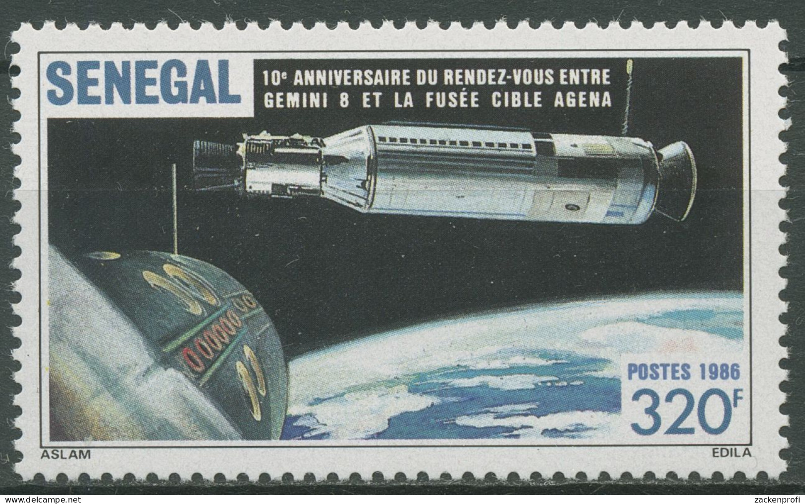 Senegal 1987 Raumfahrt Gemini 8 U. Agena-Zielrakete 913 Postfrisch - Sénégal (1960-...)
