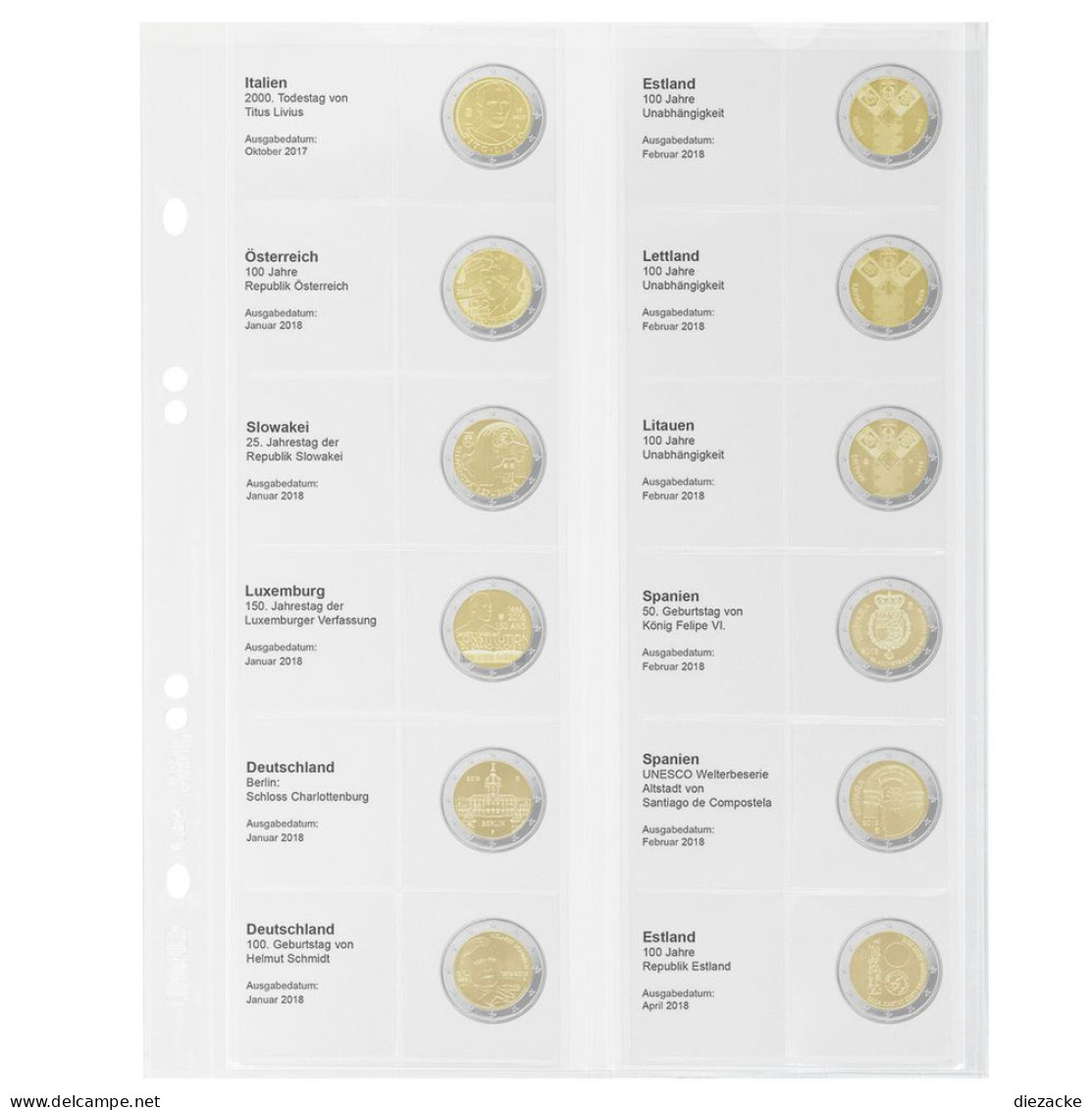 Lindner Vordruckblatt Publica M Für 2 Euro-Gedenkmünzen MU2E20 Neu - Matériel
