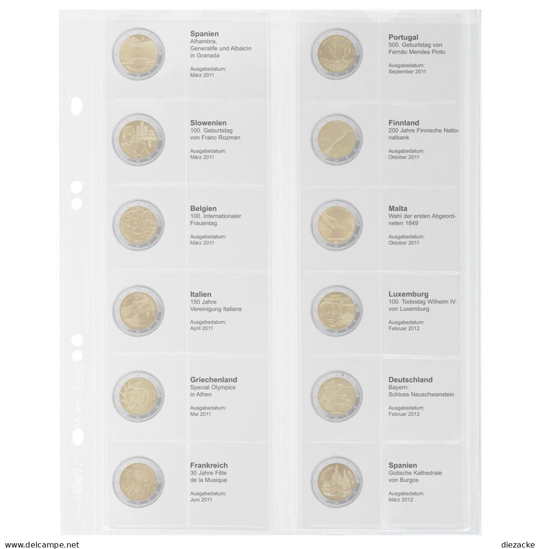 Lindner Vordruckblatt Publica M Für 2 Euro-Gedenkmünzen MU2E7 Neu - Material