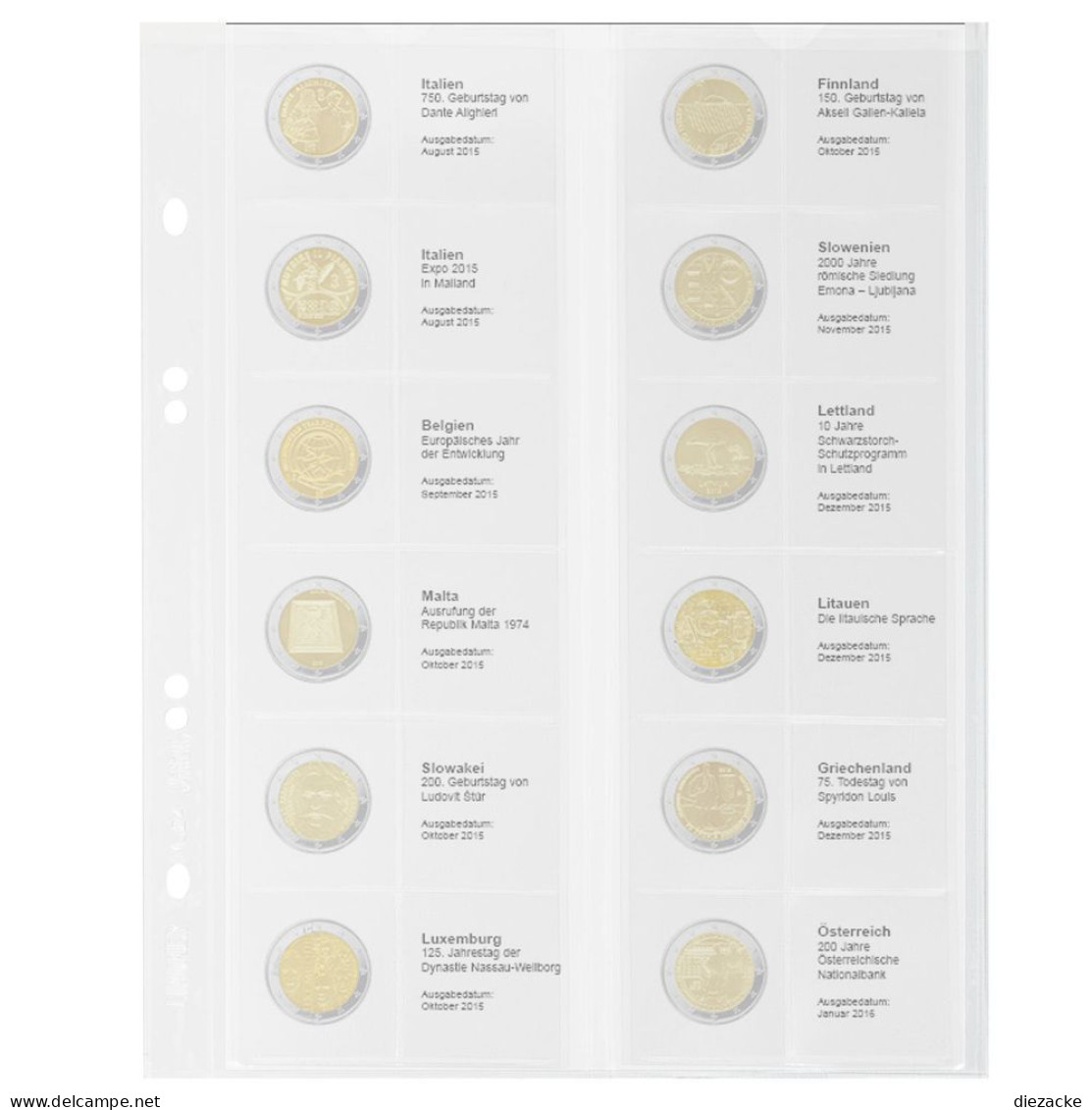 Lindner Vordruckblatt Publica M Für 2 Euro-Gedenkmünzen MU2E15 Neu - Materiaal