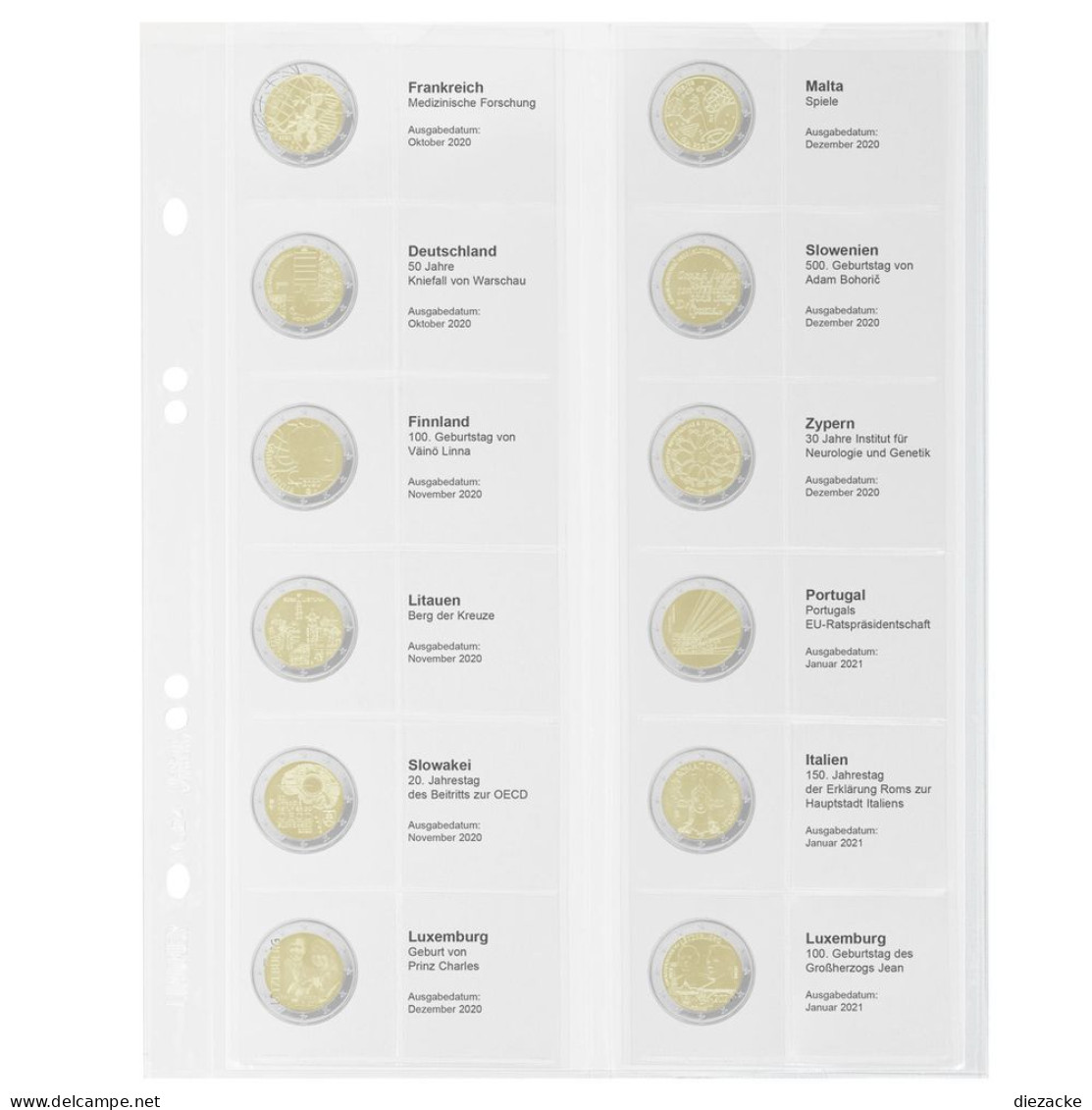 Lindner Vordruckblatt Publica M Für 2 Euro-Gedenkmünzen MU2E26 Neu - Material