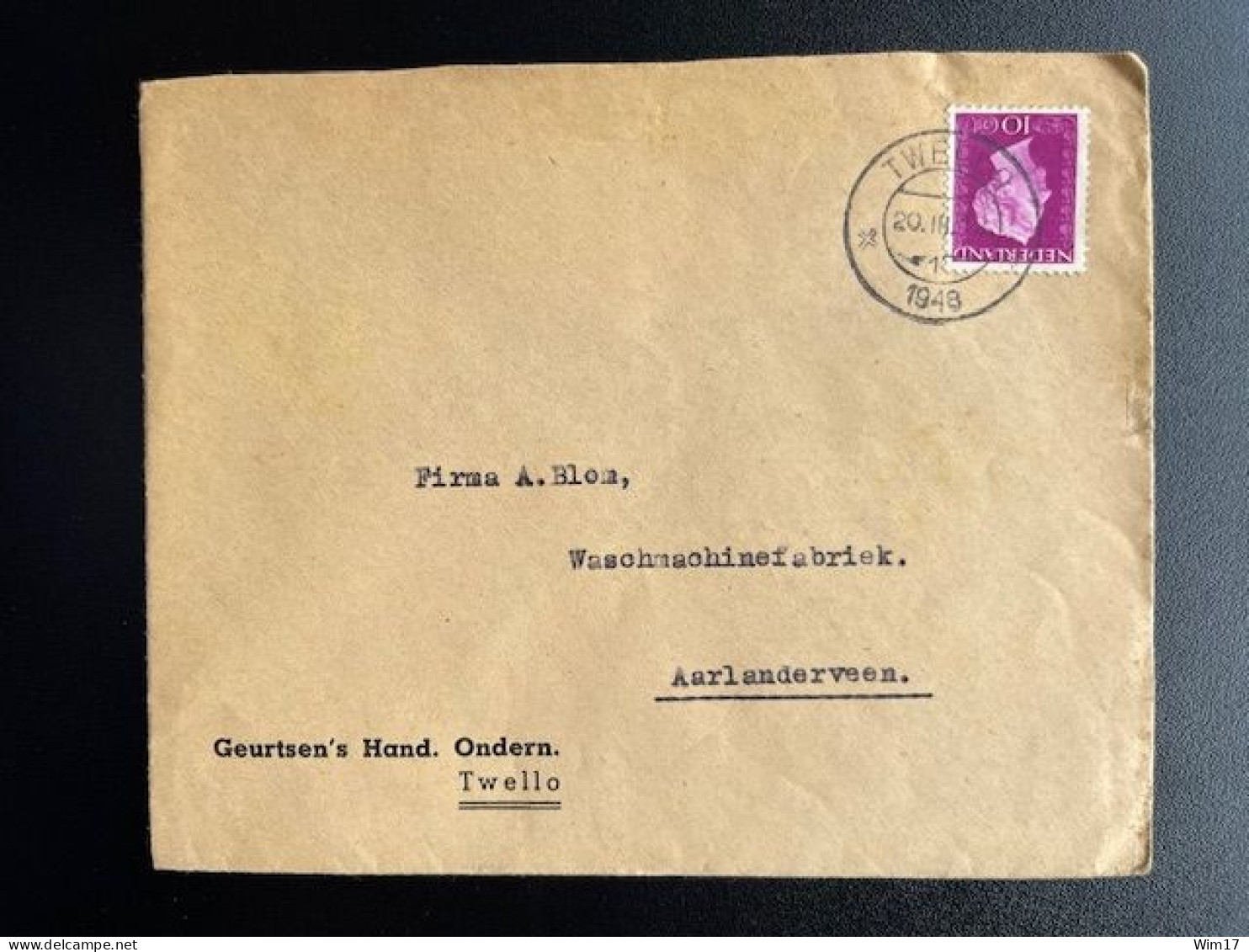 NETHERLANDS 1948 LETTER TWELLO TO AARLANDERVEEN 20-03-1948 NEDERLAND - Cartas & Documentos