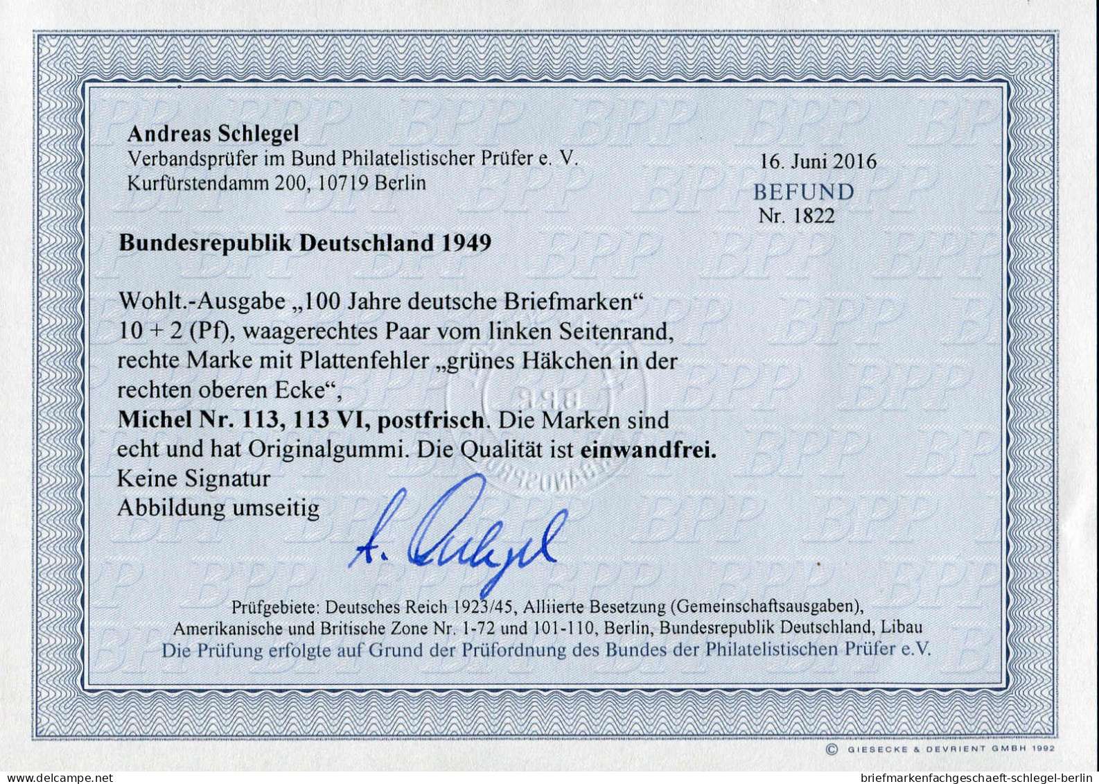 Bundesrepublik Deutschland, 1949, 113 VI, 113, Postfrisch, Paar - Other & Unclassified