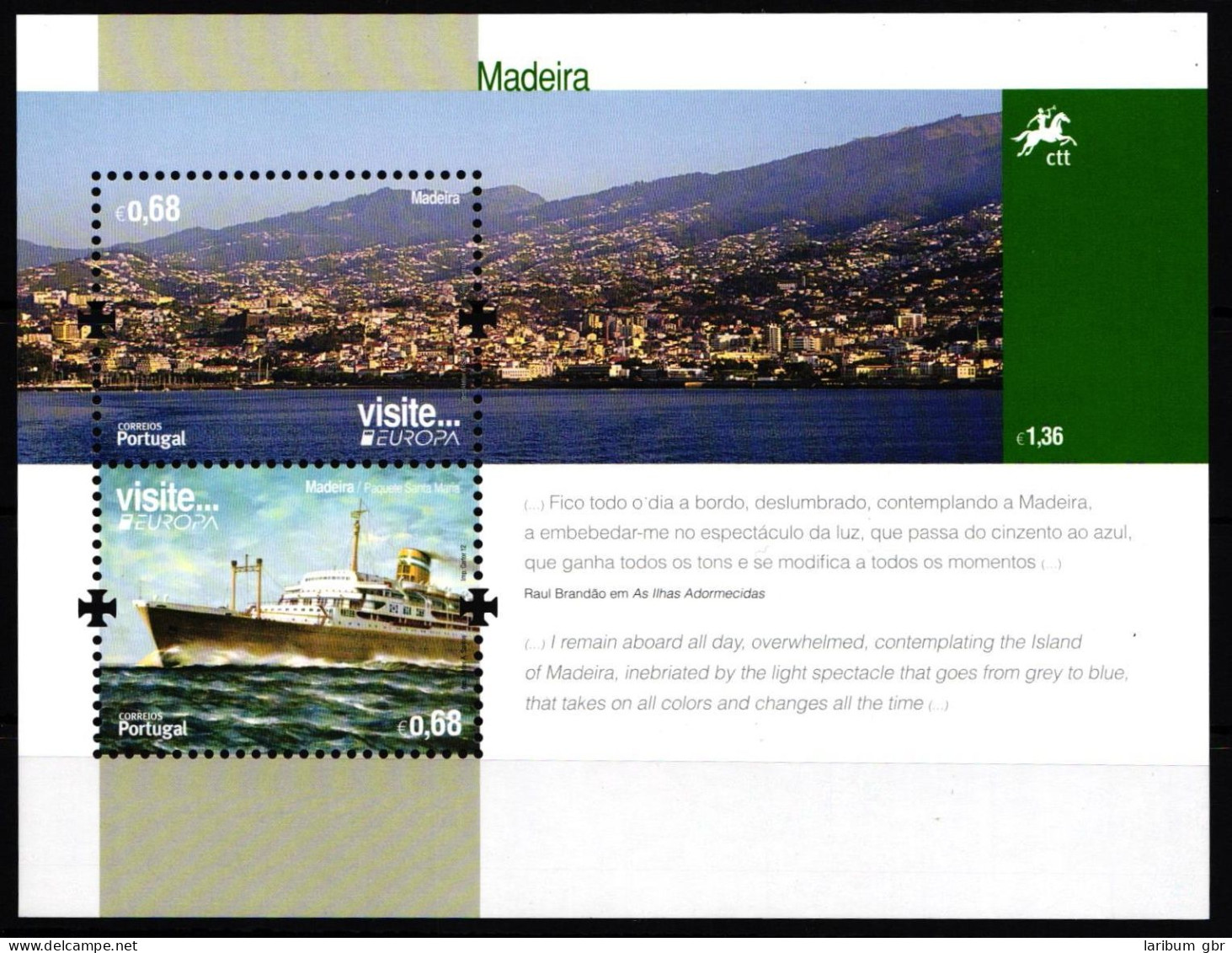 Portugal Madeira 316–317 Postfrisch Block Schifffahrt #HD512 - Sonstige & Ohne Zuordnung