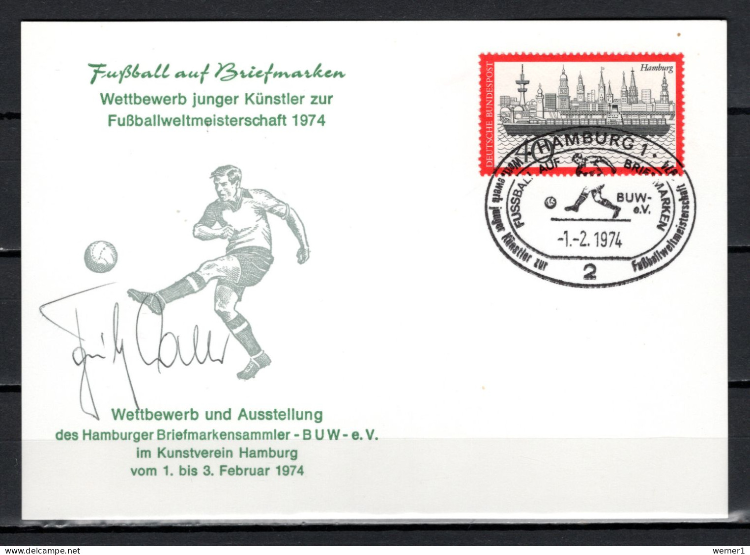 Germany 1974 Football Soccer World Cup Autograph Postcard With Original Signature Of Fritz Walter - 1974 – West Germany