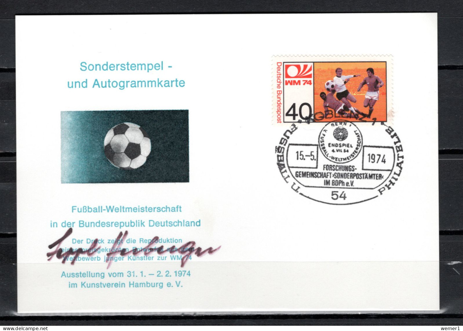 Germany 1974 Football Soccer World Cup Autograph Postcard With Original Signature Of Sepp Herberger - 1974 – West Germany
