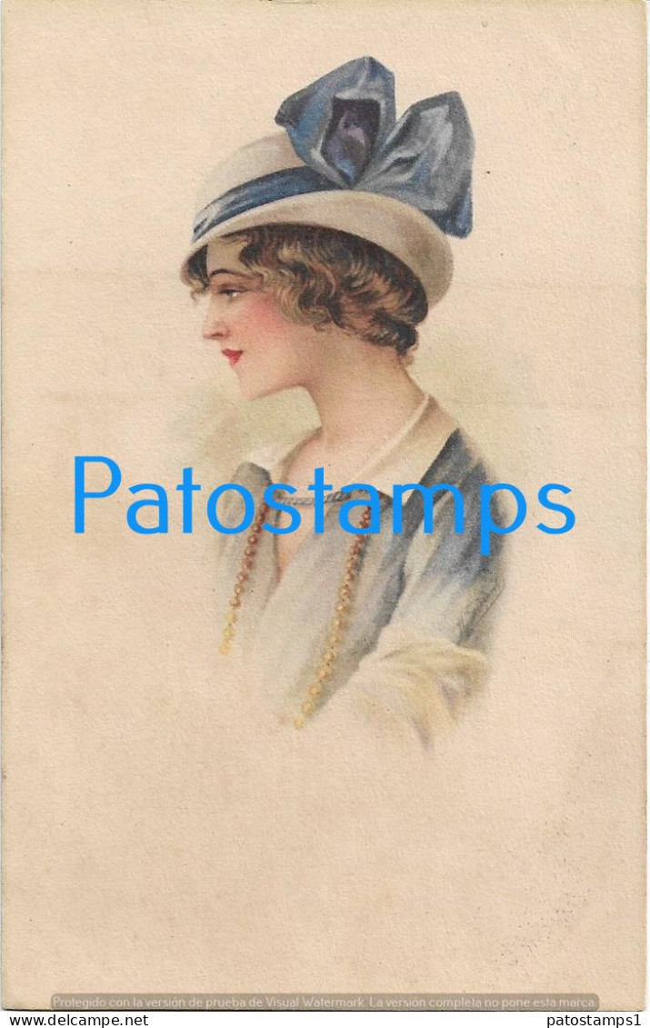 228553 ART ARTE PROFILE WOMAN WITH A HAT POSTAL POSTCARD - Non Classificati