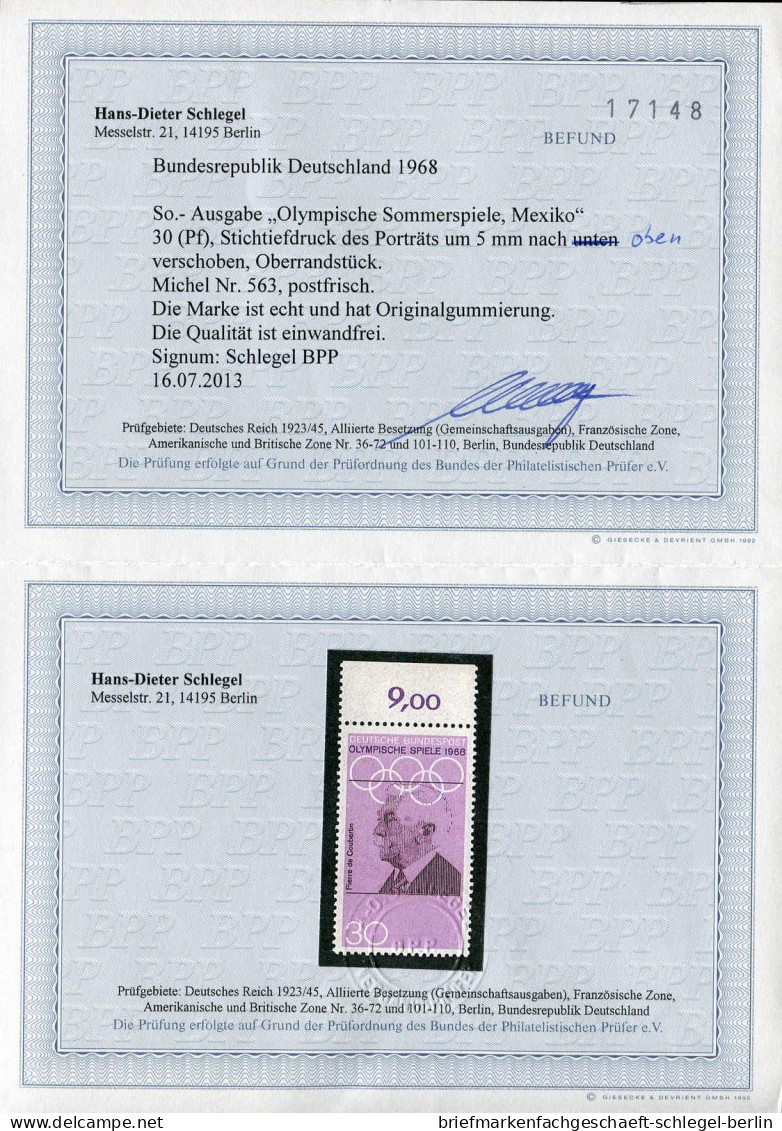 Bundesrepublik Deutschland, 1968, 563 Pv1, Postfrisch - Andere & Zonder Classificatie