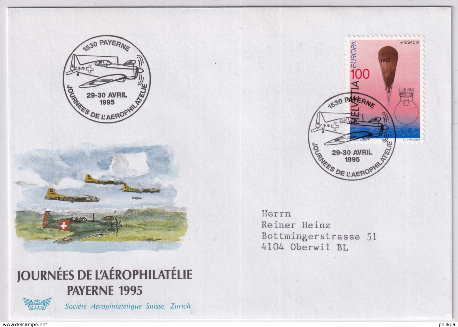 Sonderstempel TAG DER AEROPHILATELIE - PAYERNE Illustrierter Beleg Mit Passender Marke - JOURNÉES DE L'AÉROPHILATÉLIE - Postmark Collection