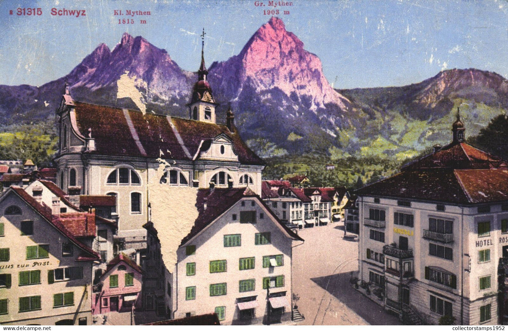 SCHWYZ, ARCHITECTURE, CHURCH, MOUNTAIN, SWITZERLAND, POSTCARD - Other & Unclassified