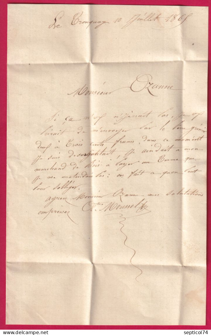 N°22 GC 296 BALLEROY CALVADOS BOITE RURALE SUPPLEMENTAIRE B2 LE TRONQUAY POUR CAEN LETTRE - 1849-1876: Klassik