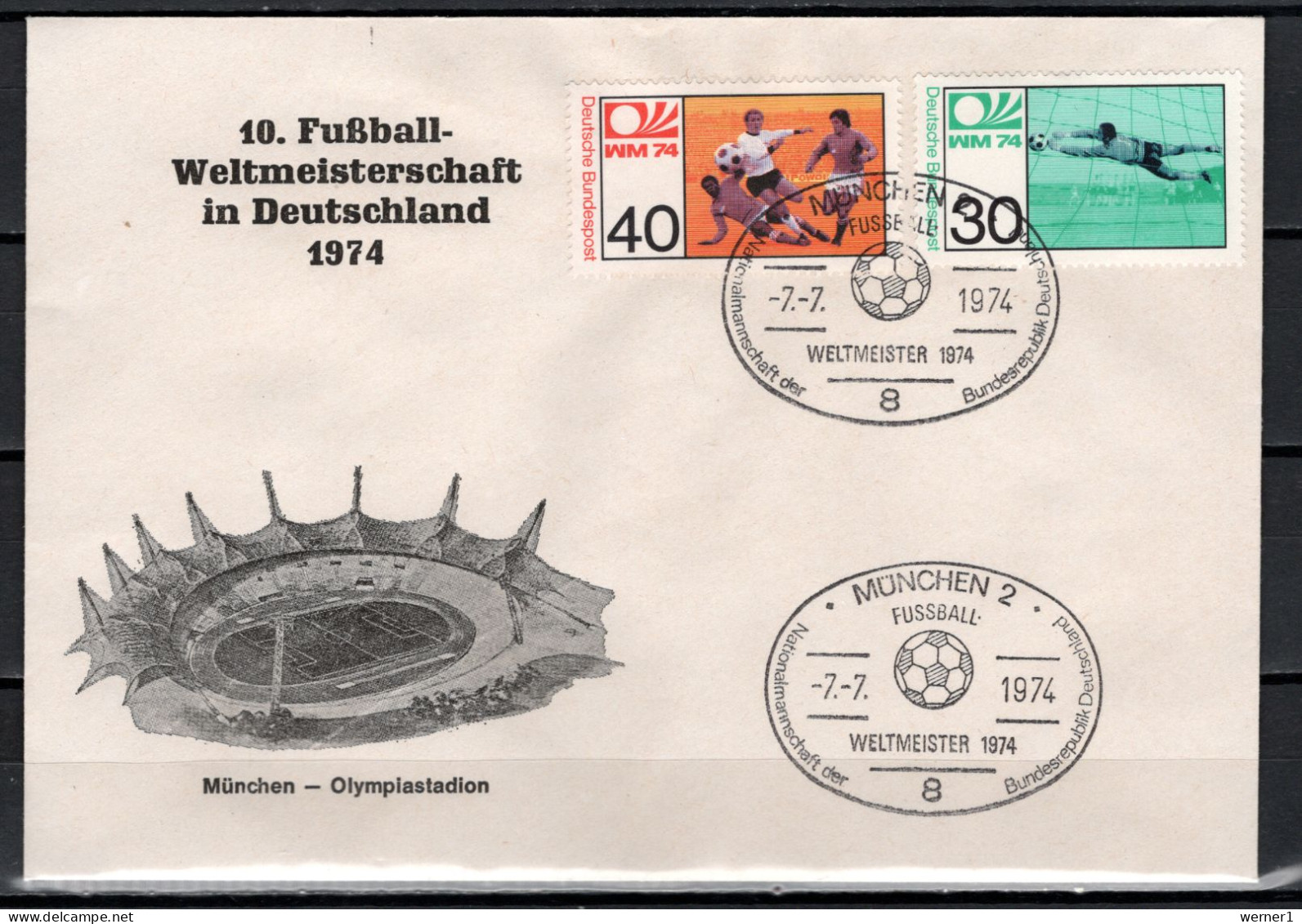 Germany 1974 Football Soccer World Cup Commemorative Cover, Germany World Cup Champion - 1974 – West Germany