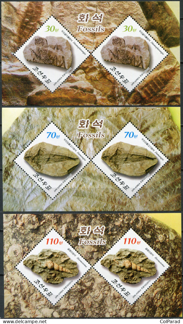 NORTH KOREA - 2013 - SET OF 3 M/SHEETS MNH ** - Fossils - Corée Du Nord