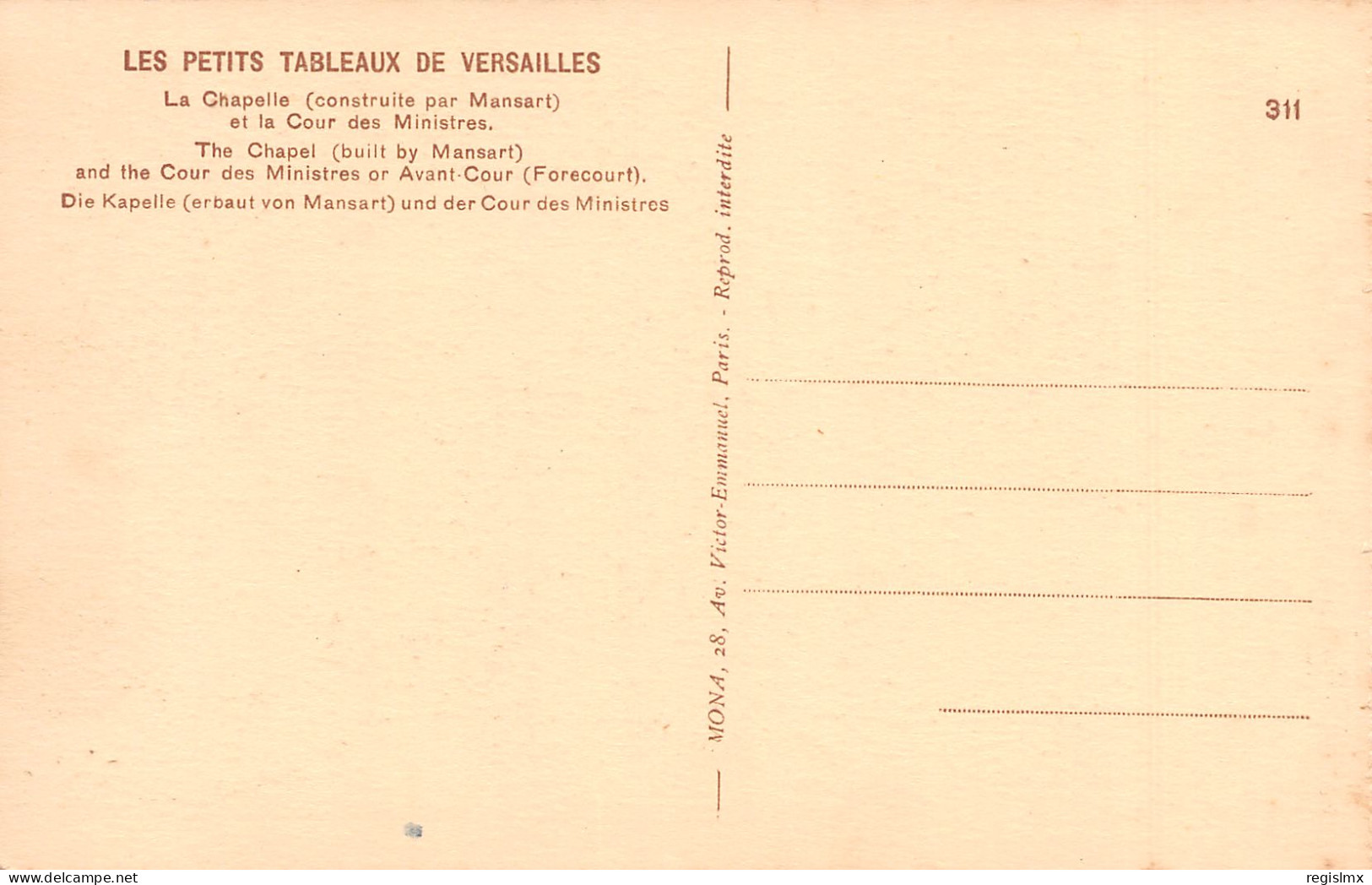 78-VERSAILLES LA CHAPELLE-N°T2534-G/0393 - Versailles (Château)