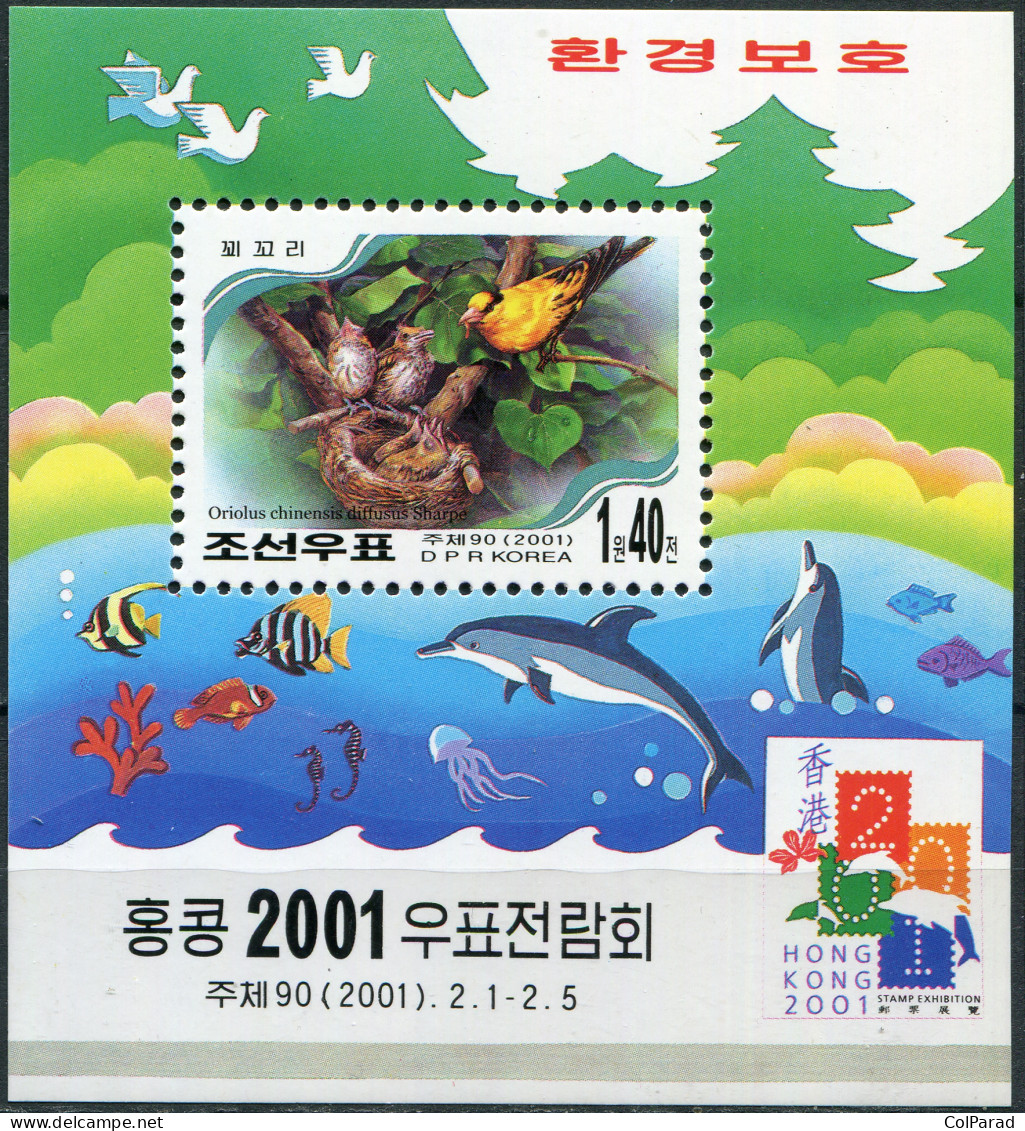 NORTH KOREA - 2001 - S/S MNH ** - Black-naped Oriole (Oriolus Chinensis) - Korea, North