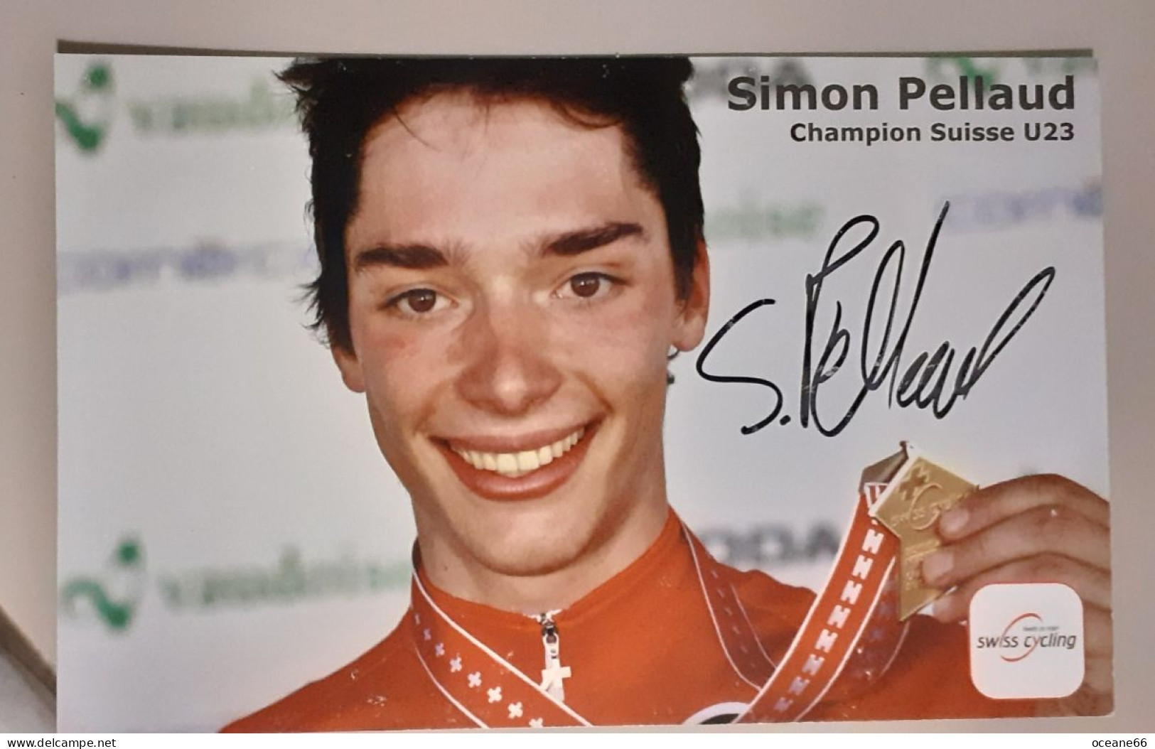 Autographe Simon Pellaud Champion De Suisse U23 Format 13.7 X 21.5 Cm - Ciclismo