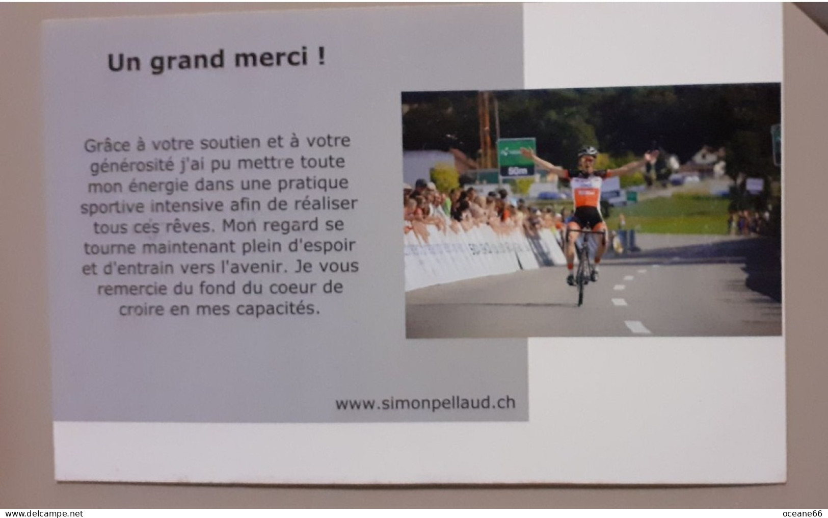Autographe Simon Pellaud Champion De Suisse U23 Format 13.7 X 21.5 Cm - Ciclismo