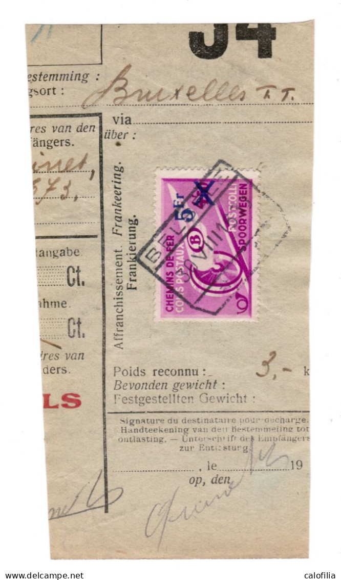 Fragment Bulletin D'expedition, Obliterations Centrale Nettes BELSELE - Used